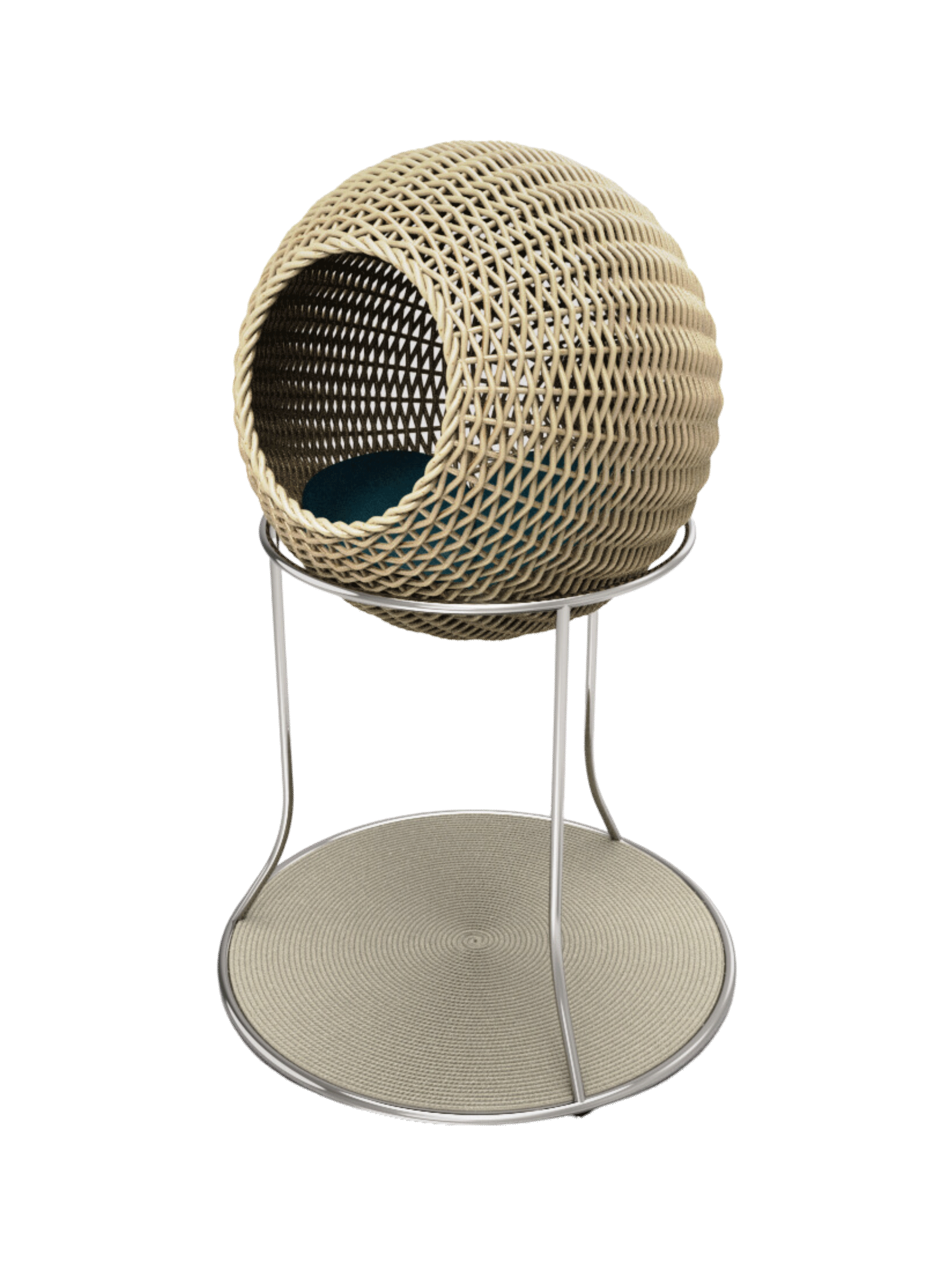 Arbre à chat artisanal en osier Beige