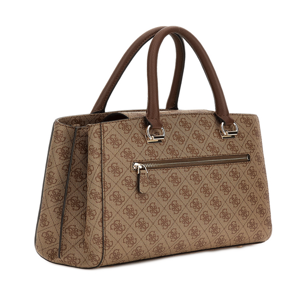 Guess Monogram-print Handbag In Brown