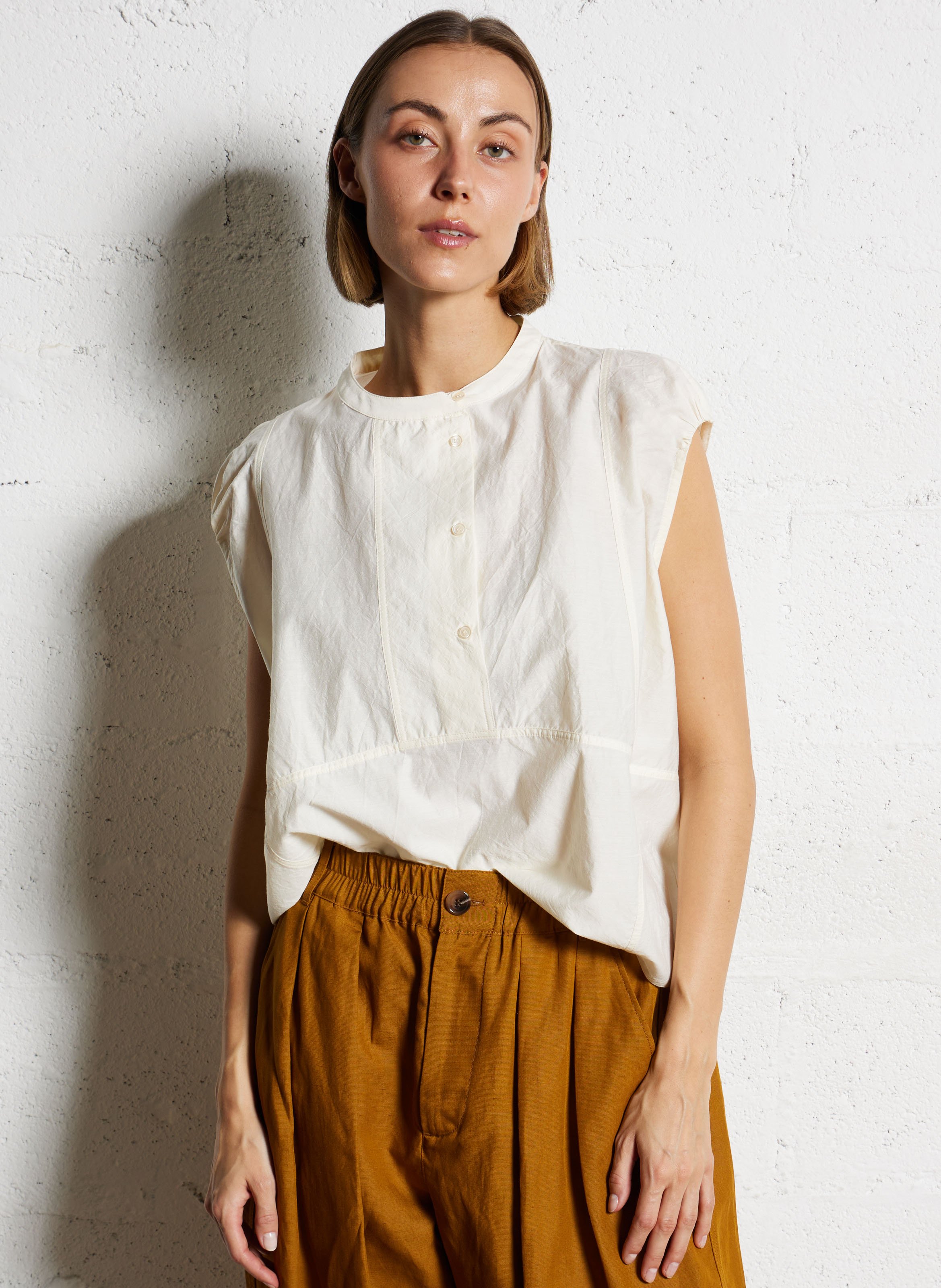 Blouse oversize en coton mélangé Danube SOEUR Beige