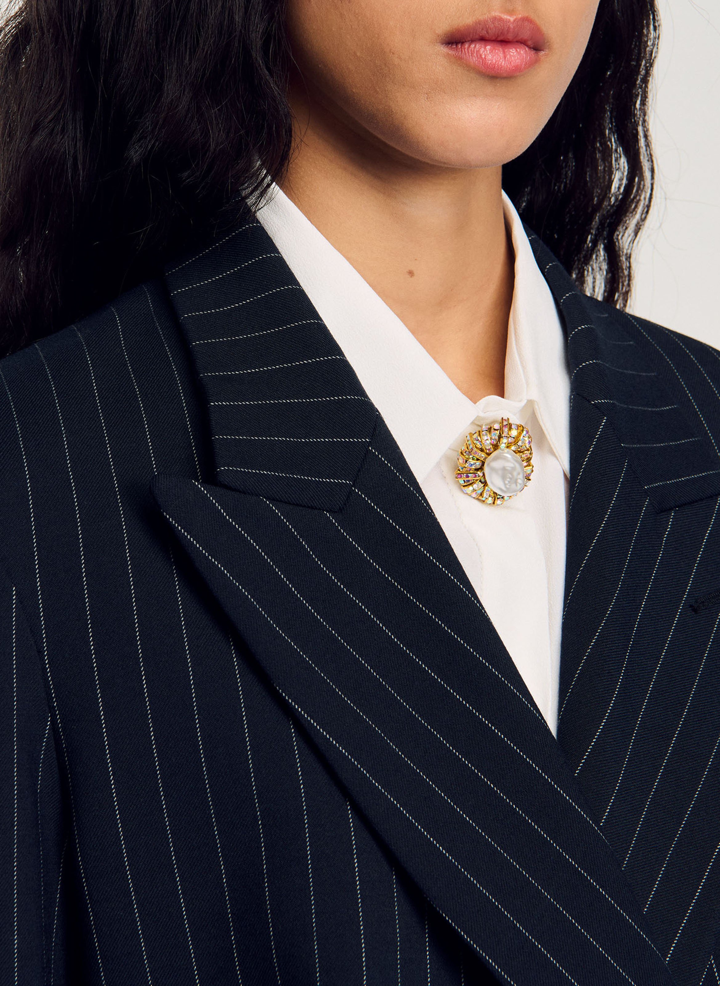 Veste tailleur rayée SANDRO Noir