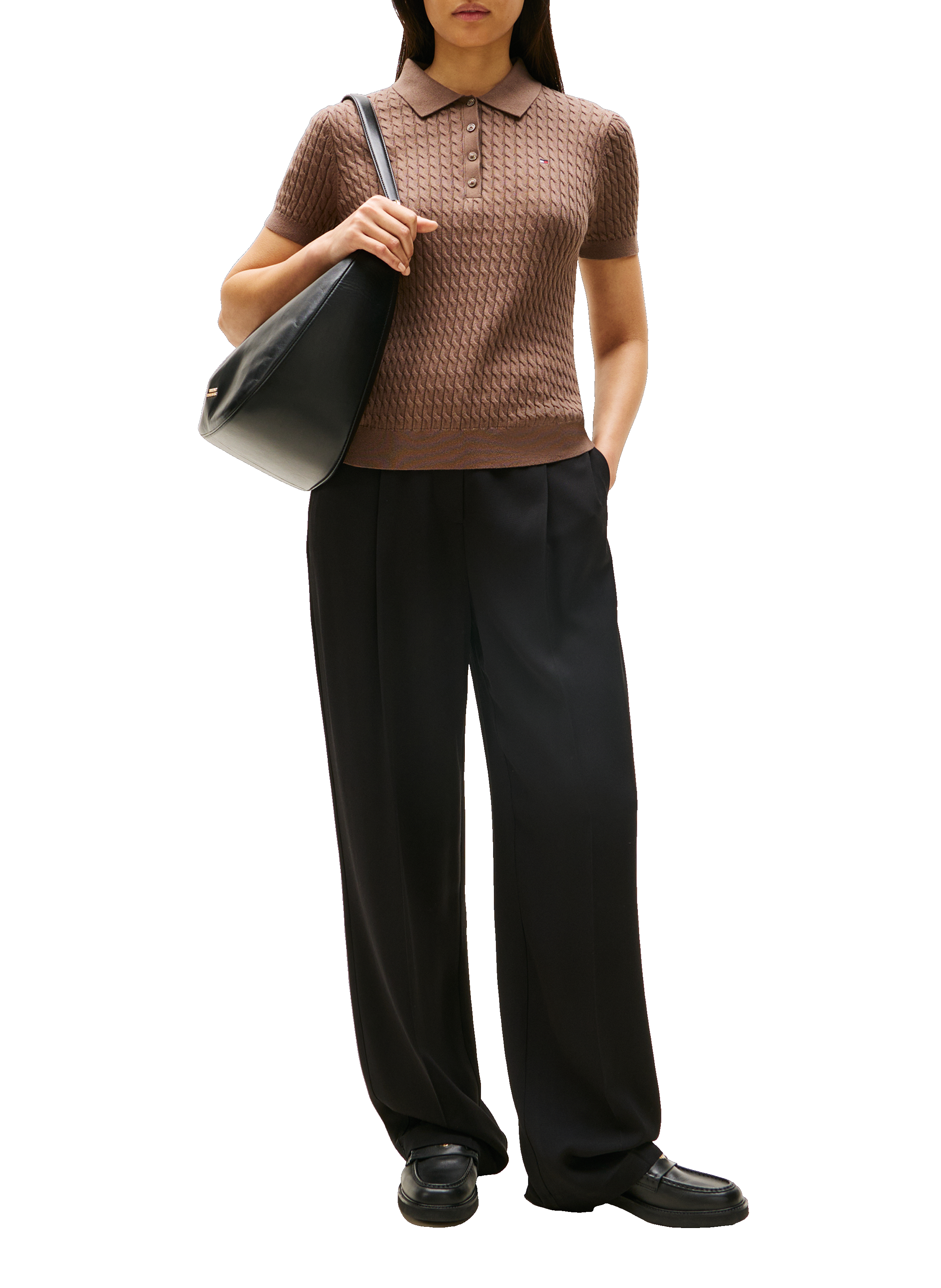 Twisted cotton polo TOMMY HILFIGER Brown