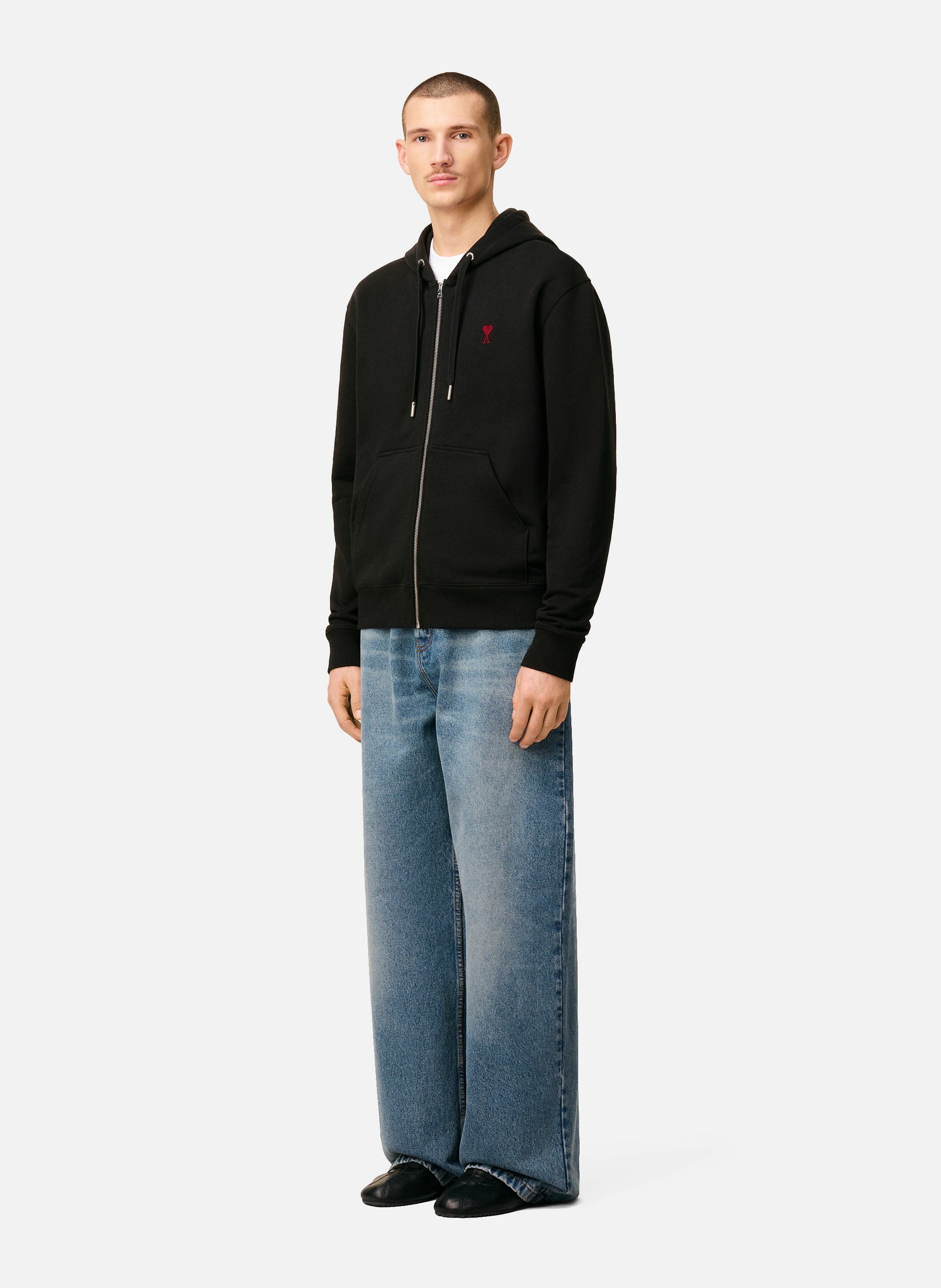 Hoodie zippé ami de coeur rouge unisexe AMI PARIS Noir