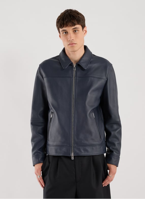 Blouson Fool en cuir d'agneau | Bleu by SAISON 1865 Blouson Fool en cuir d'agneau Bleu