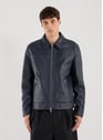 Blouson Fool en cuir d'agneau | Bleu by SAISON 1865 SAISON 1865 Blouson Fool en cuir d'agneau | Bleu