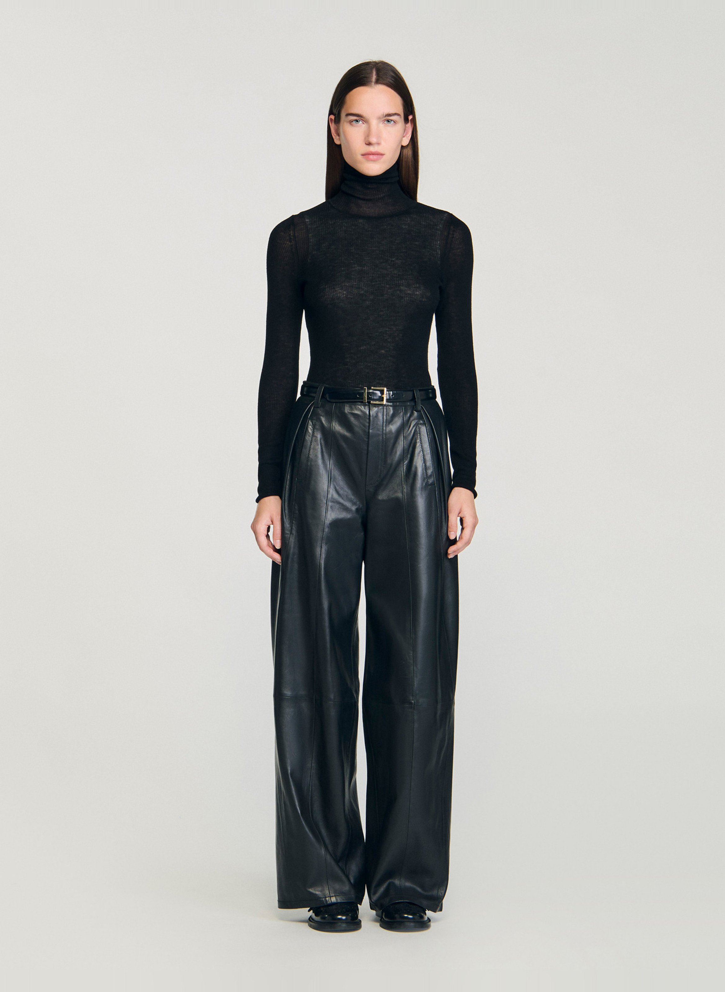 Pull col roulé en laine SANDRO Noir