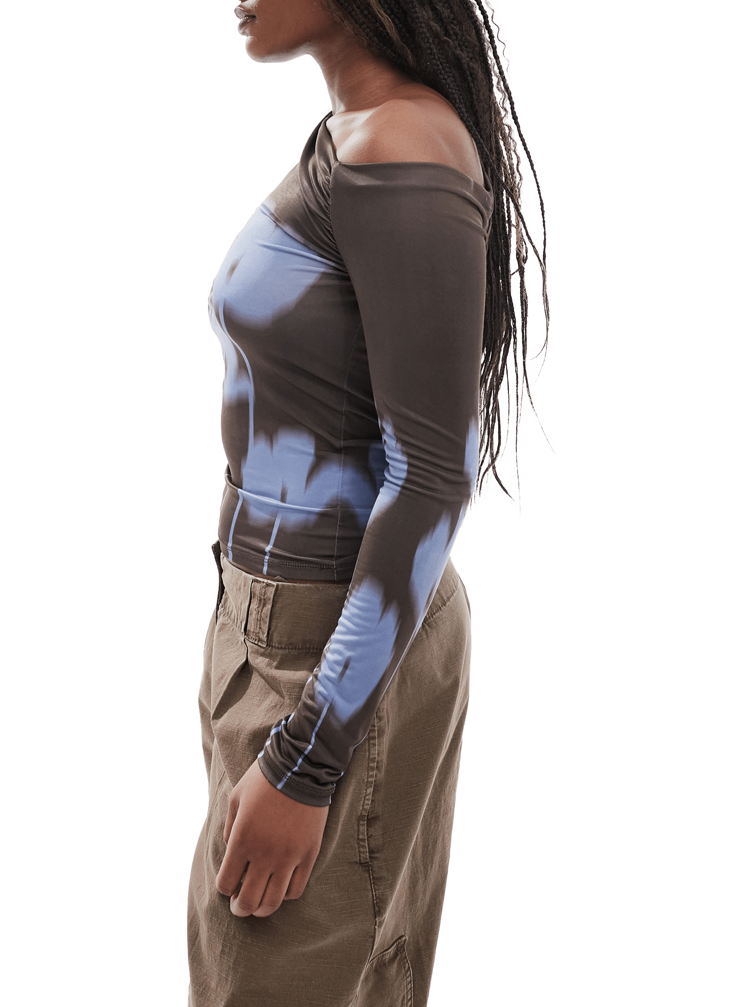 Top imprimé manches longues TOPSHOP Marron