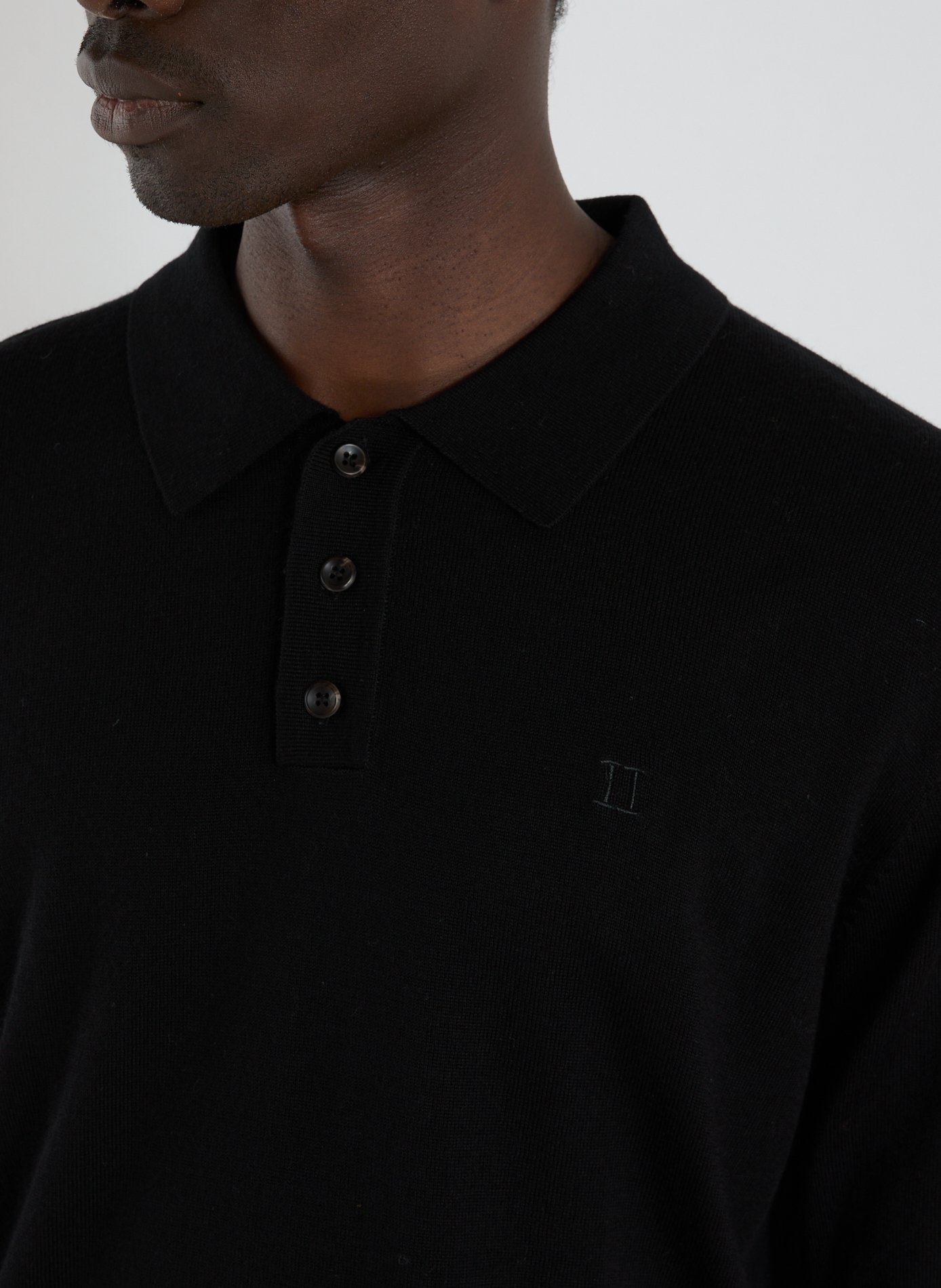 Polo à manches longues en laine LES DEUX Noir