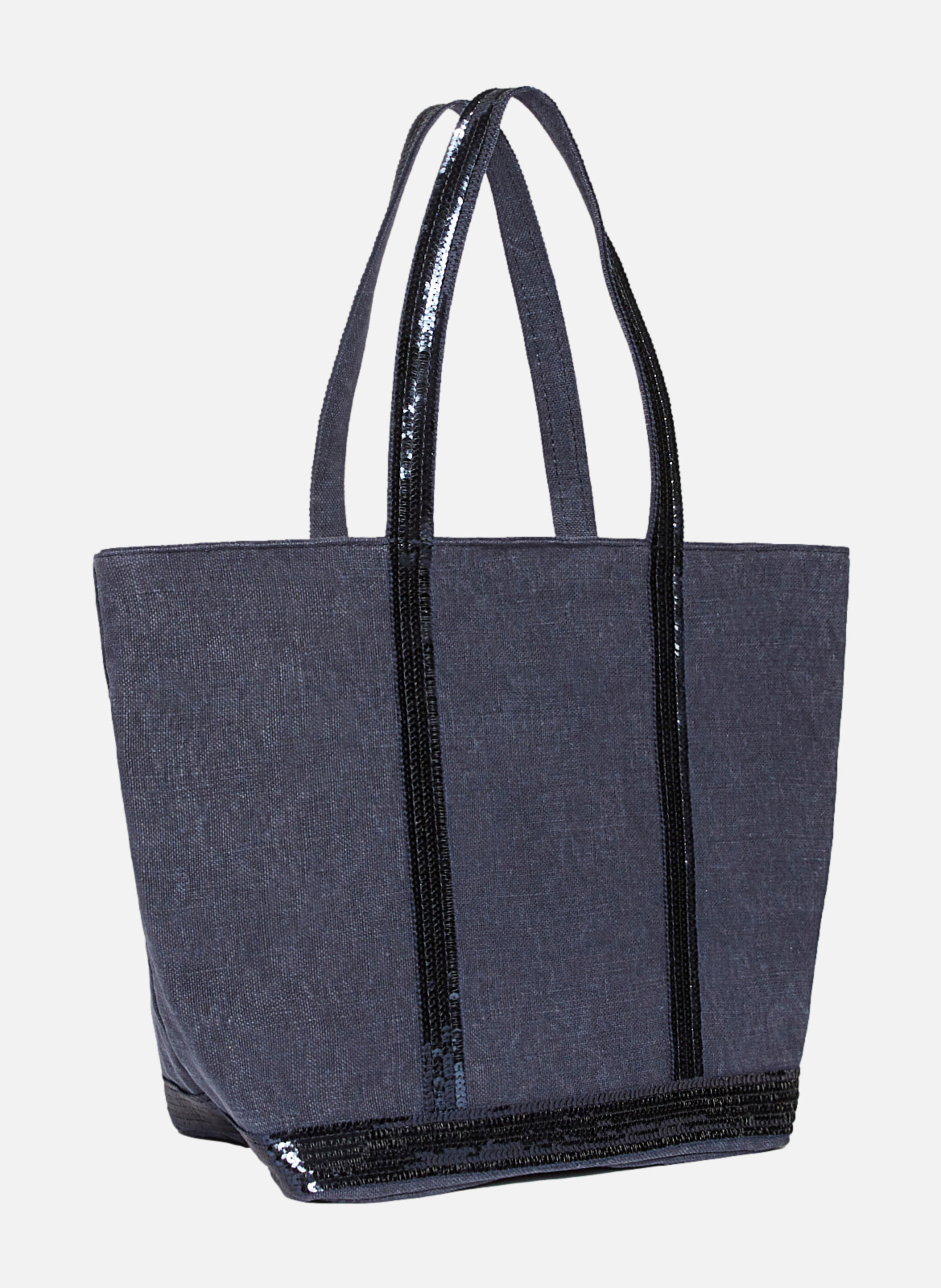 Cabas m zippé en lin Bleu