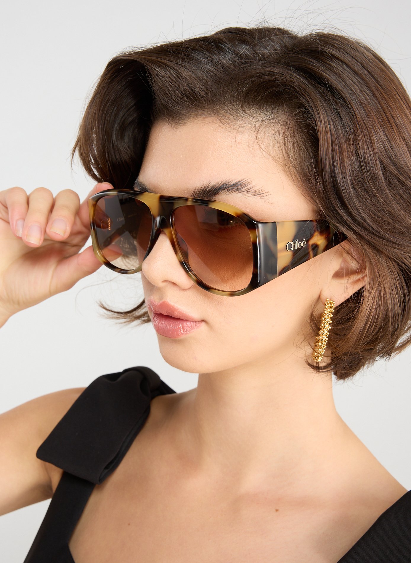 Lunettes de soleil aviateurs en acétate CHLOÉ Marron