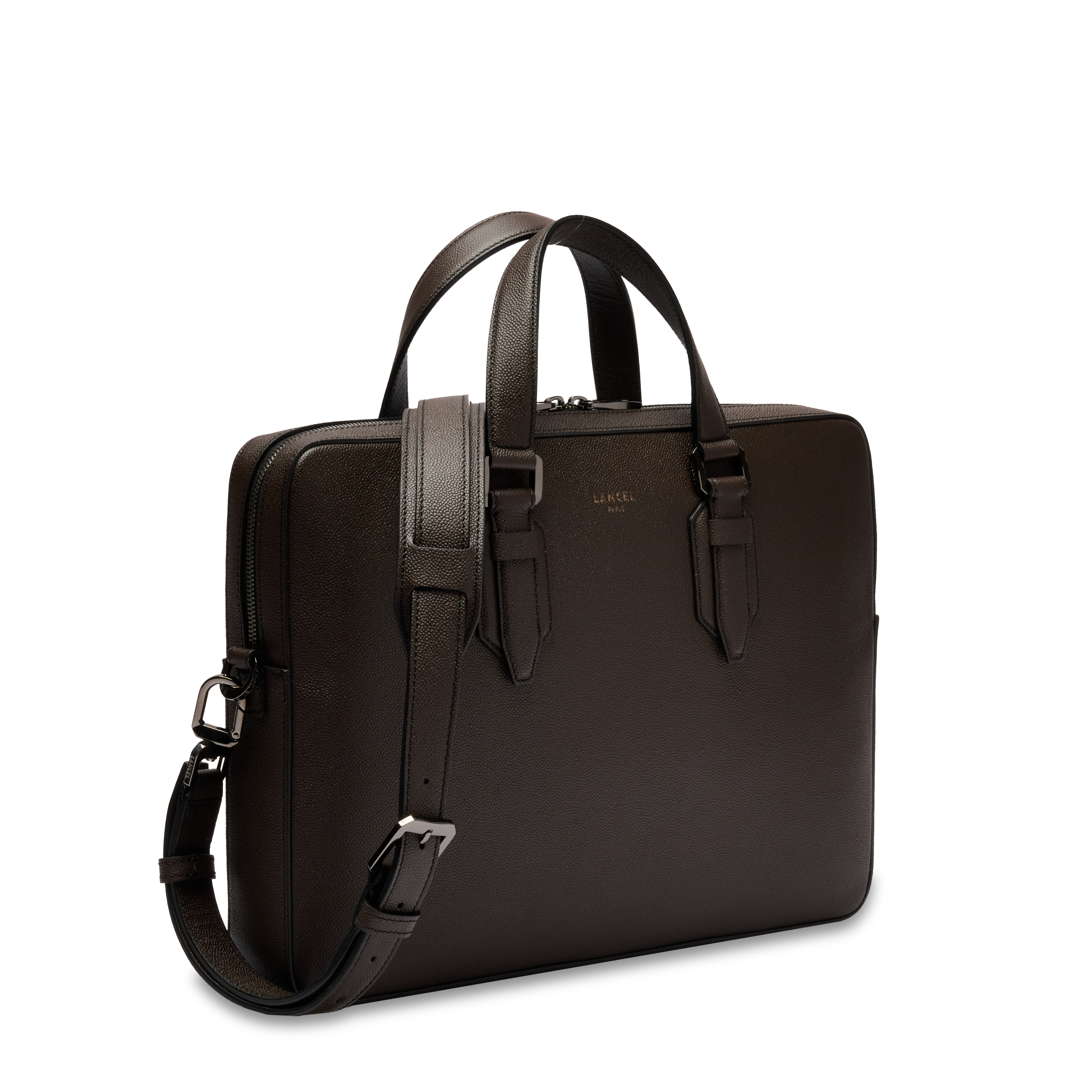 Porte-documents zippé 14" charlie de lancel en cuir LANCEL Gris