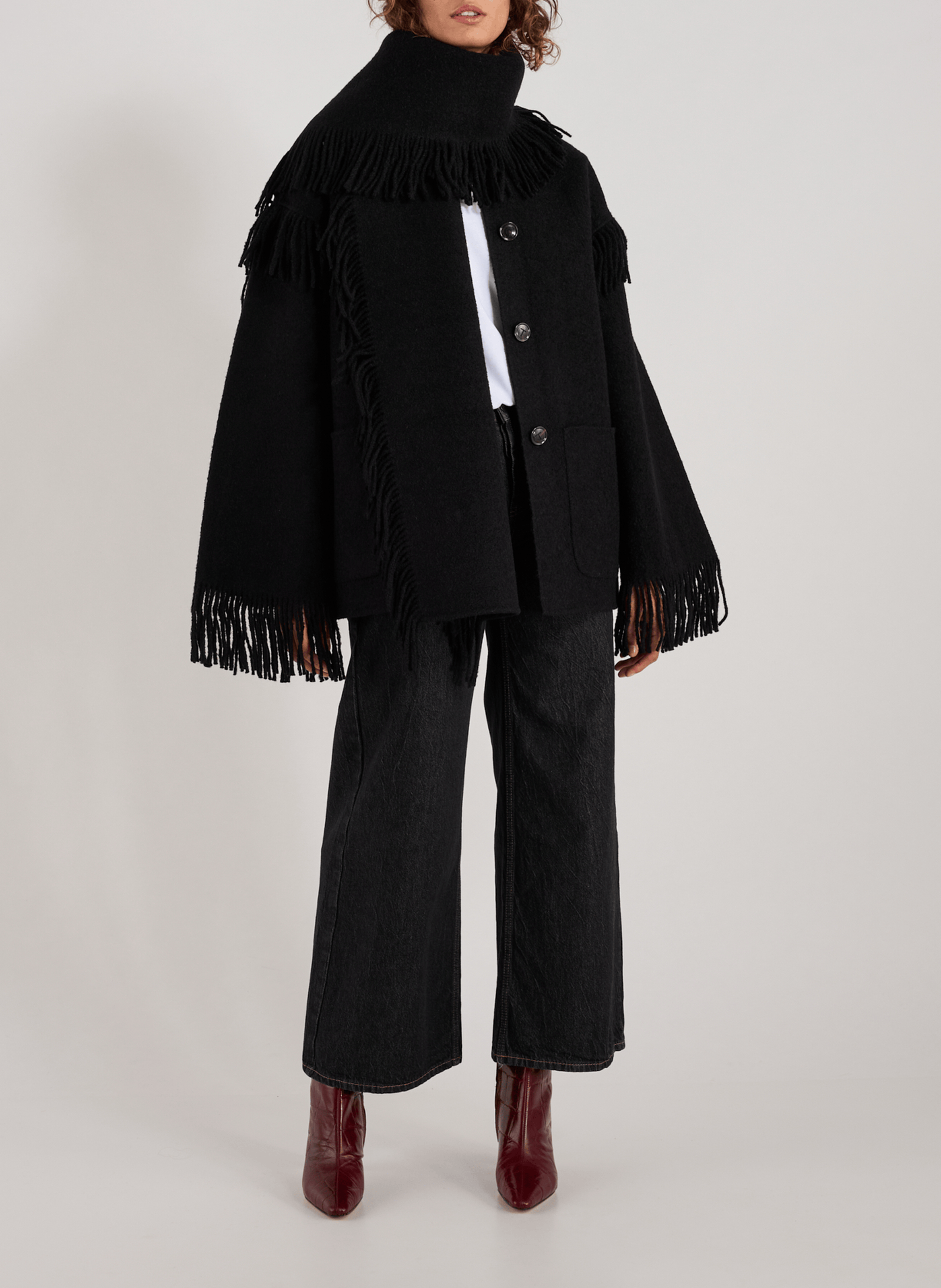 Wool blend scarf jacket TOTEME Black