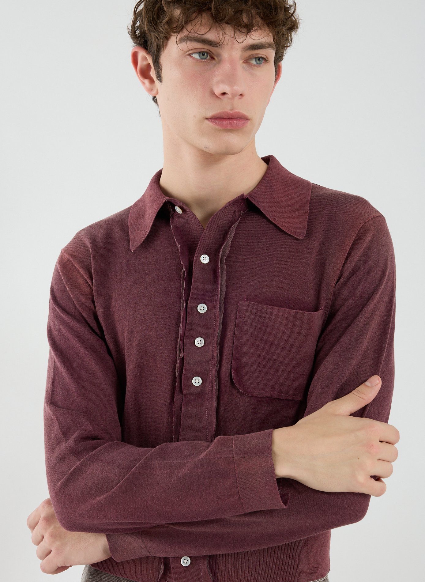 Silk and cotton cardigan CAMIEL FORTGENS Purple