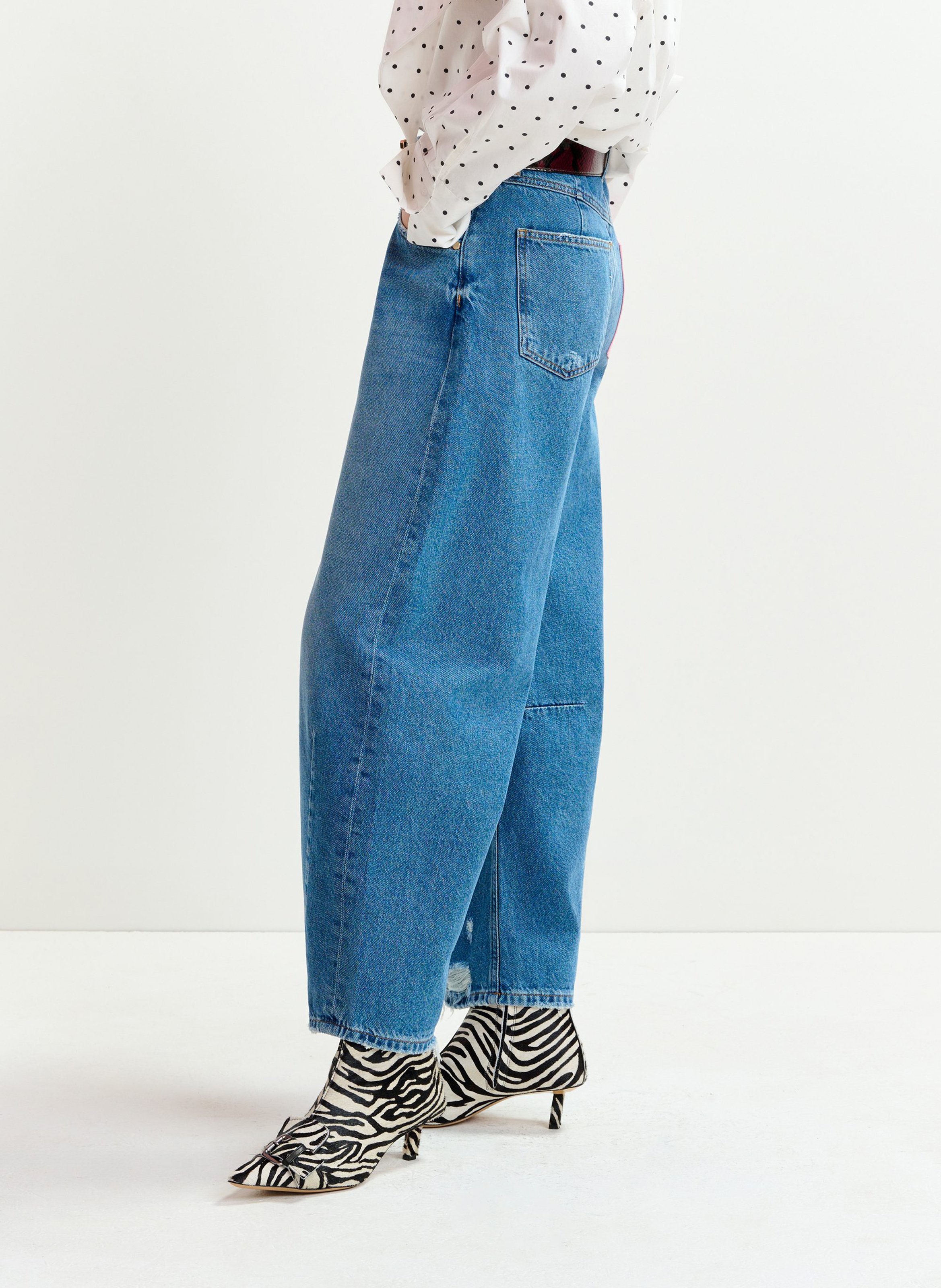 Jean ballon taille haute fantaisie Interstellar ESSENTIEL ANTWERP Bleu