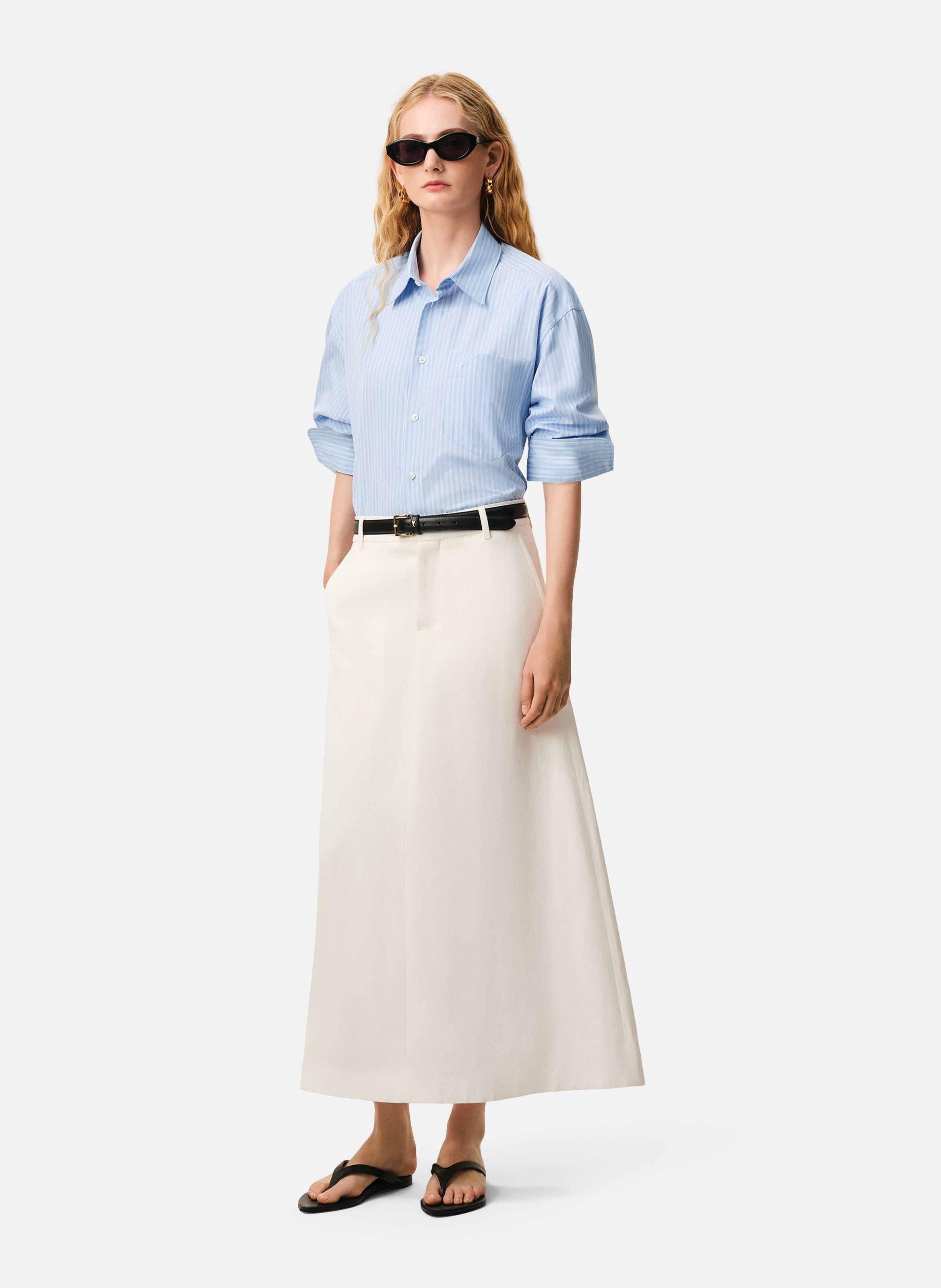 Chemise boxy manches longues ami de coeur unisexe en coton AMI PARIS Bleu