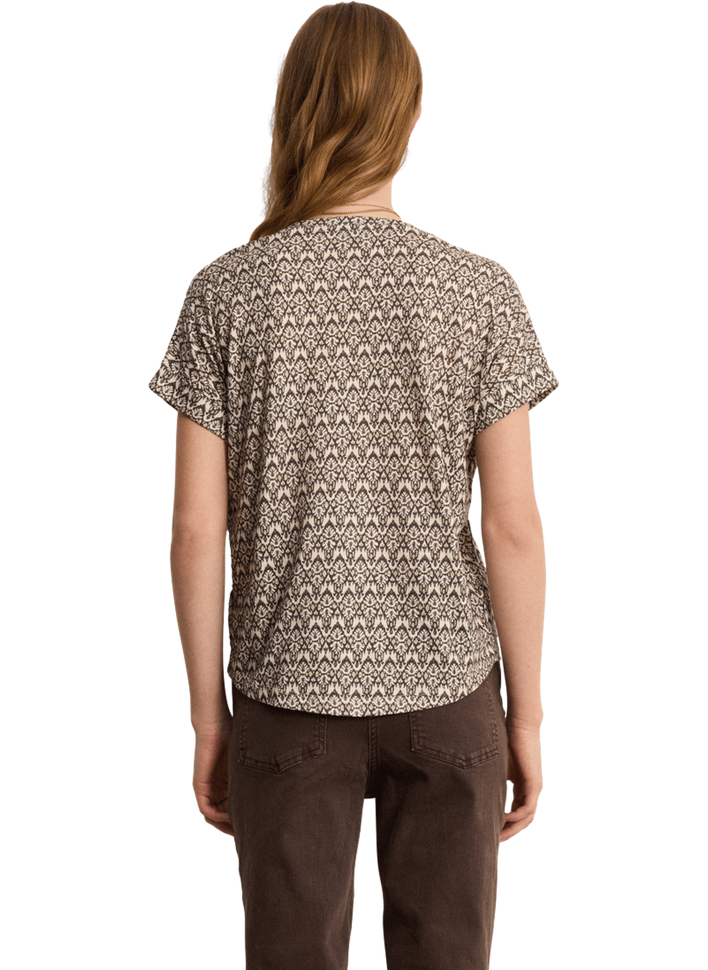 T-shirt v imprimé en coton - tialy PABLO Beige
