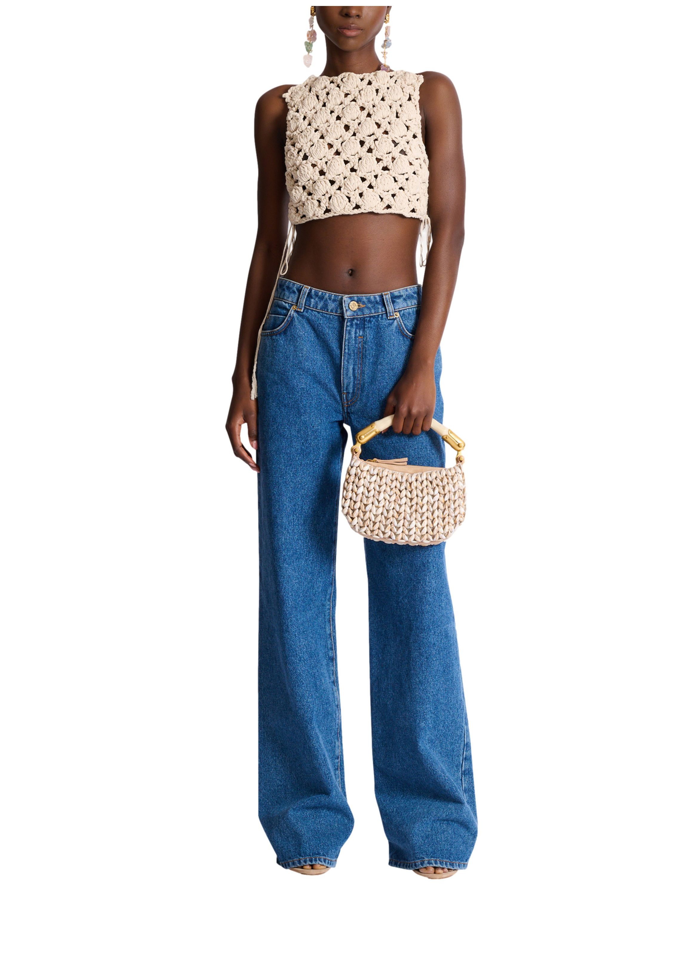 Débardeur en crochet BALMAIN Beige