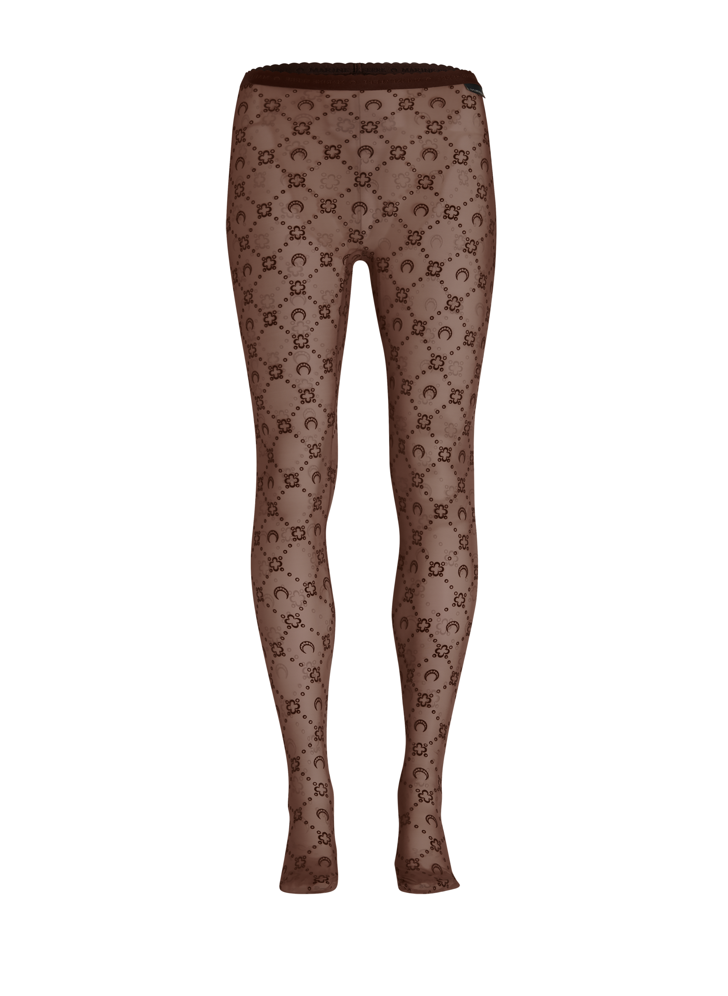 Collants mesh floquée moonogram MARINE SERRE Marron