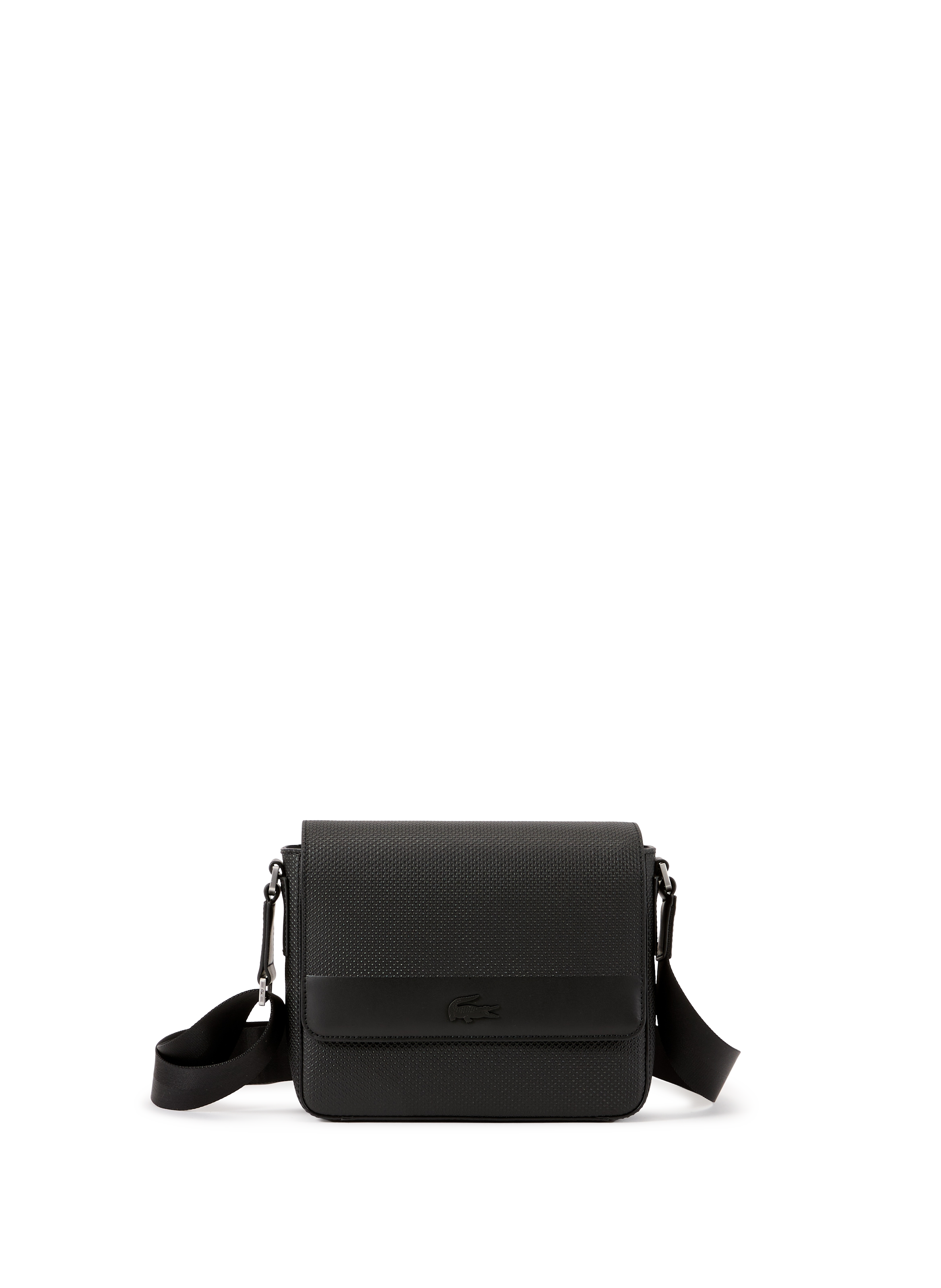 Textured leather shoulder bag LACOSTE Black