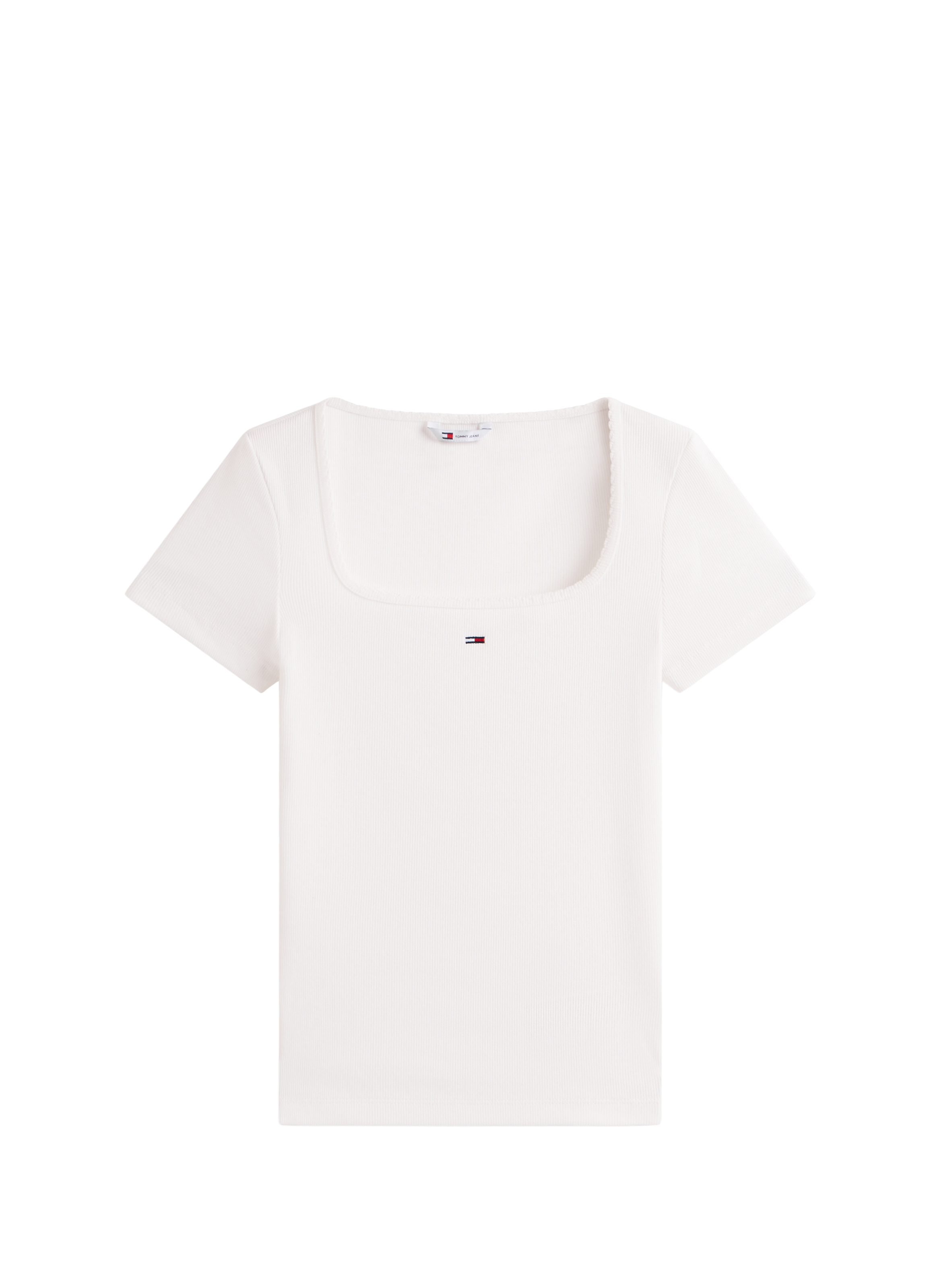 T-shirt côtelé en coton mélangé TOMMY HILFIGER Blanc