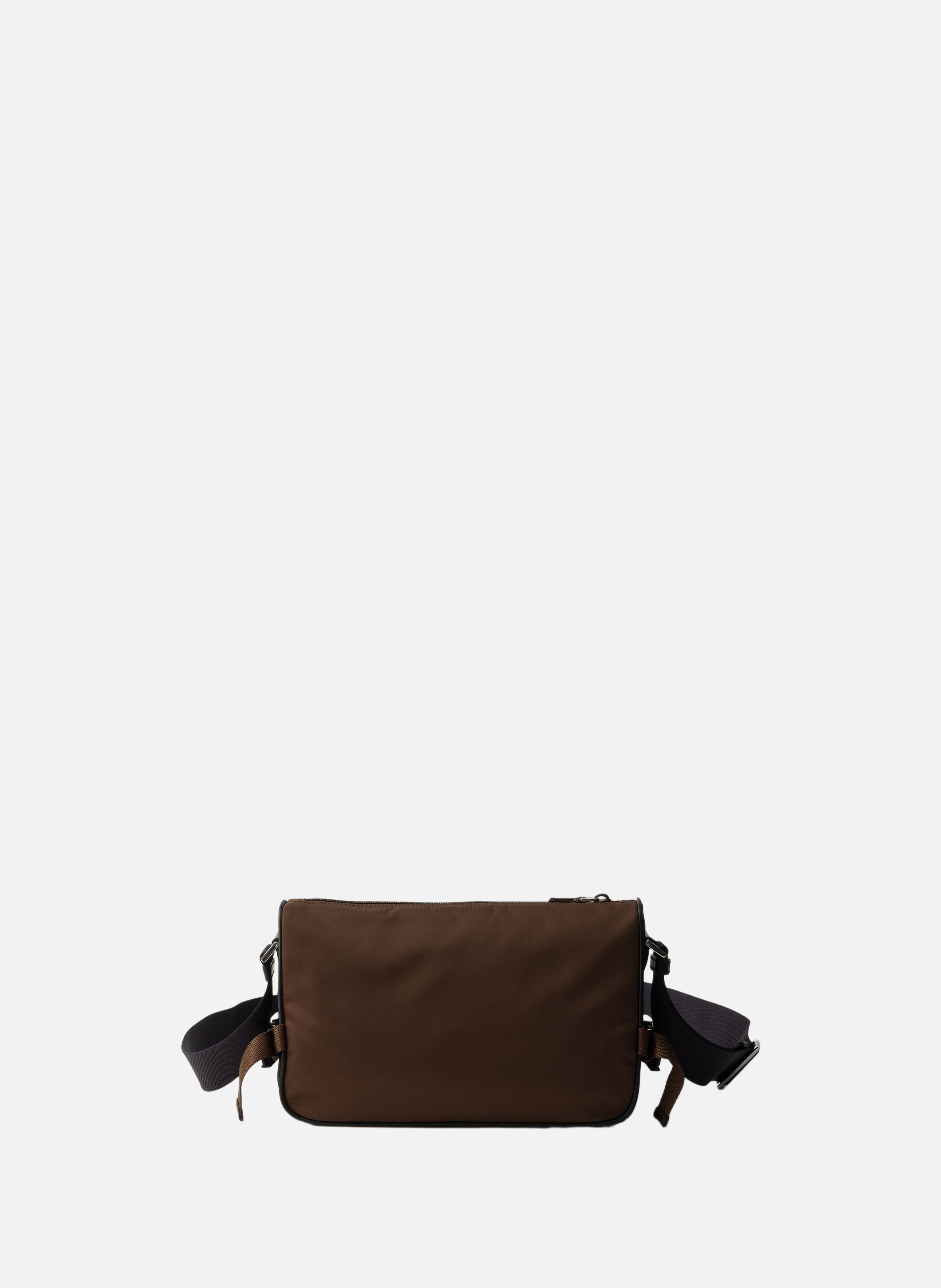 Sac porté épaule en re-nylon et cuir PRADA Noir