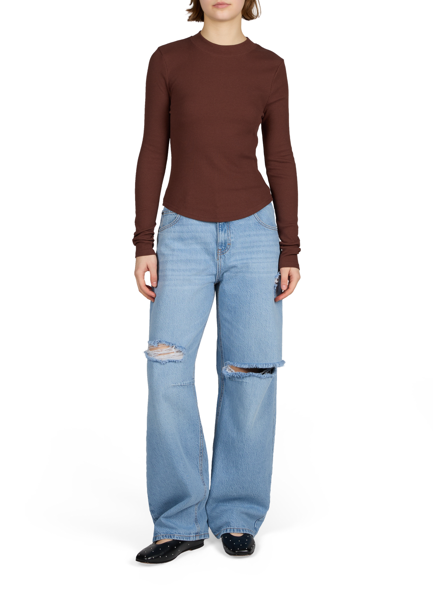 Top in cotton TOPSHOP Brown