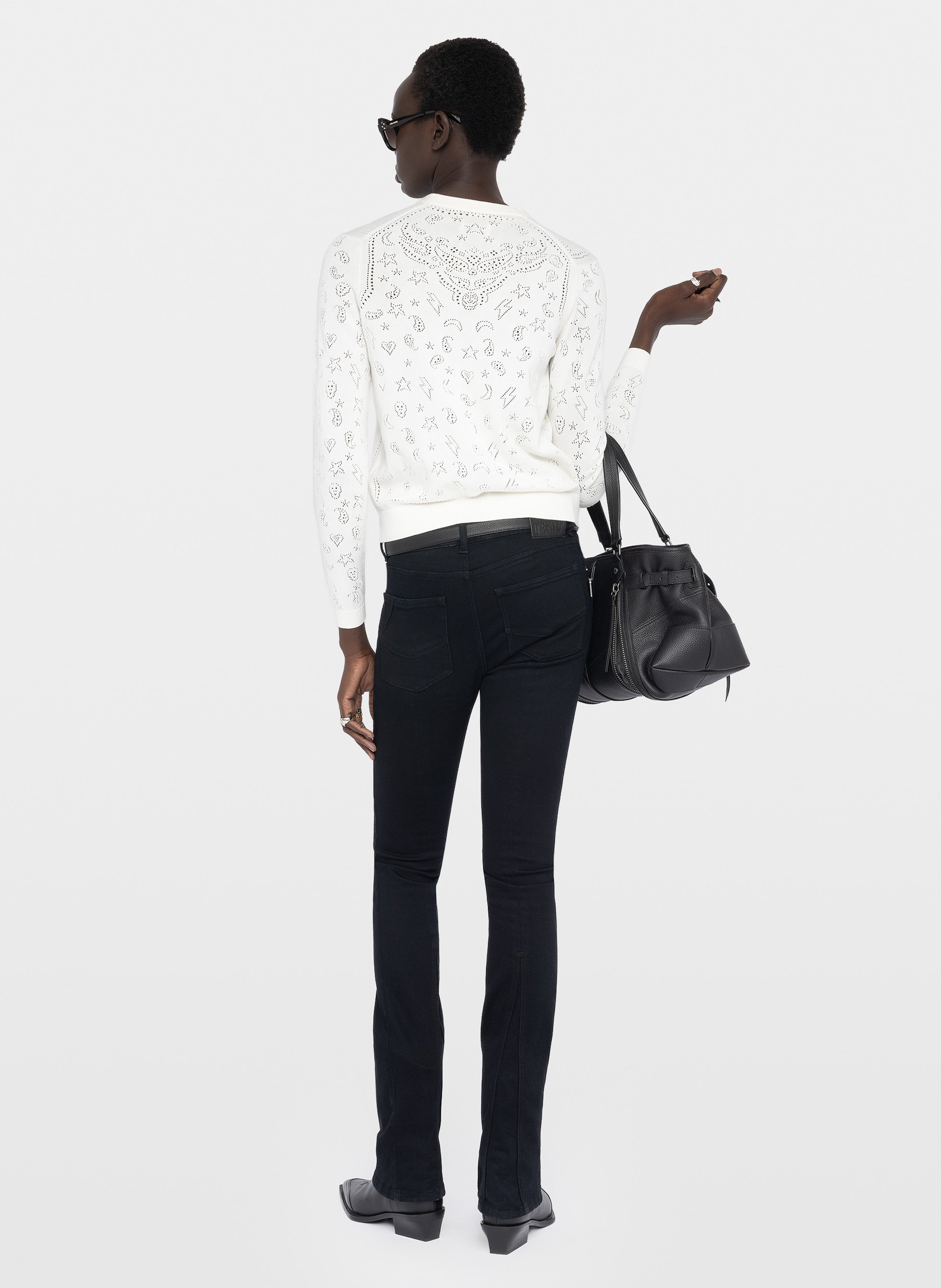 Cardigan droit col v en coton manala ZADIG&VOLTAIRE Blanc