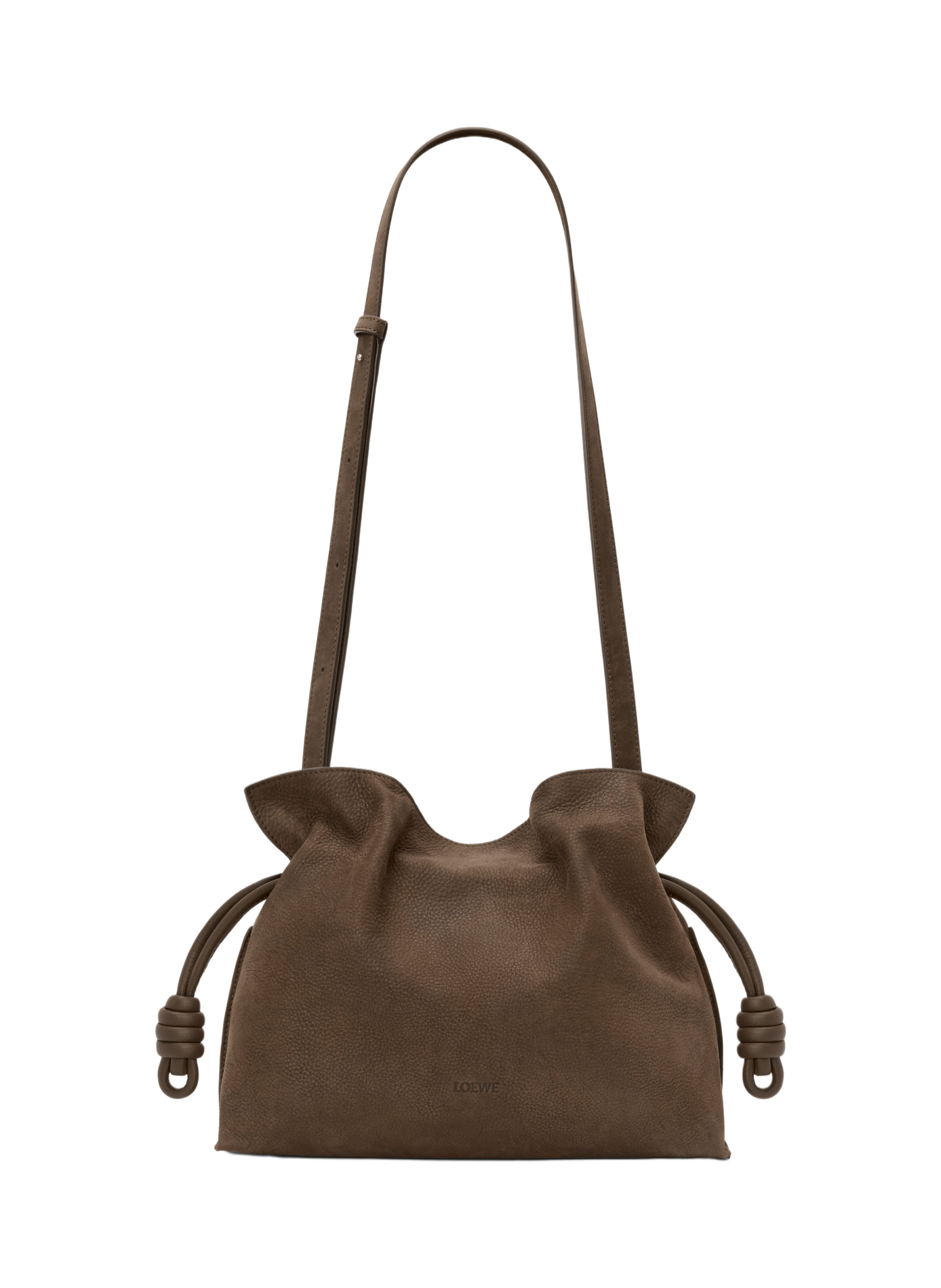 Medium Flamenco Grained Nubuck Clutch LOEWE Brown