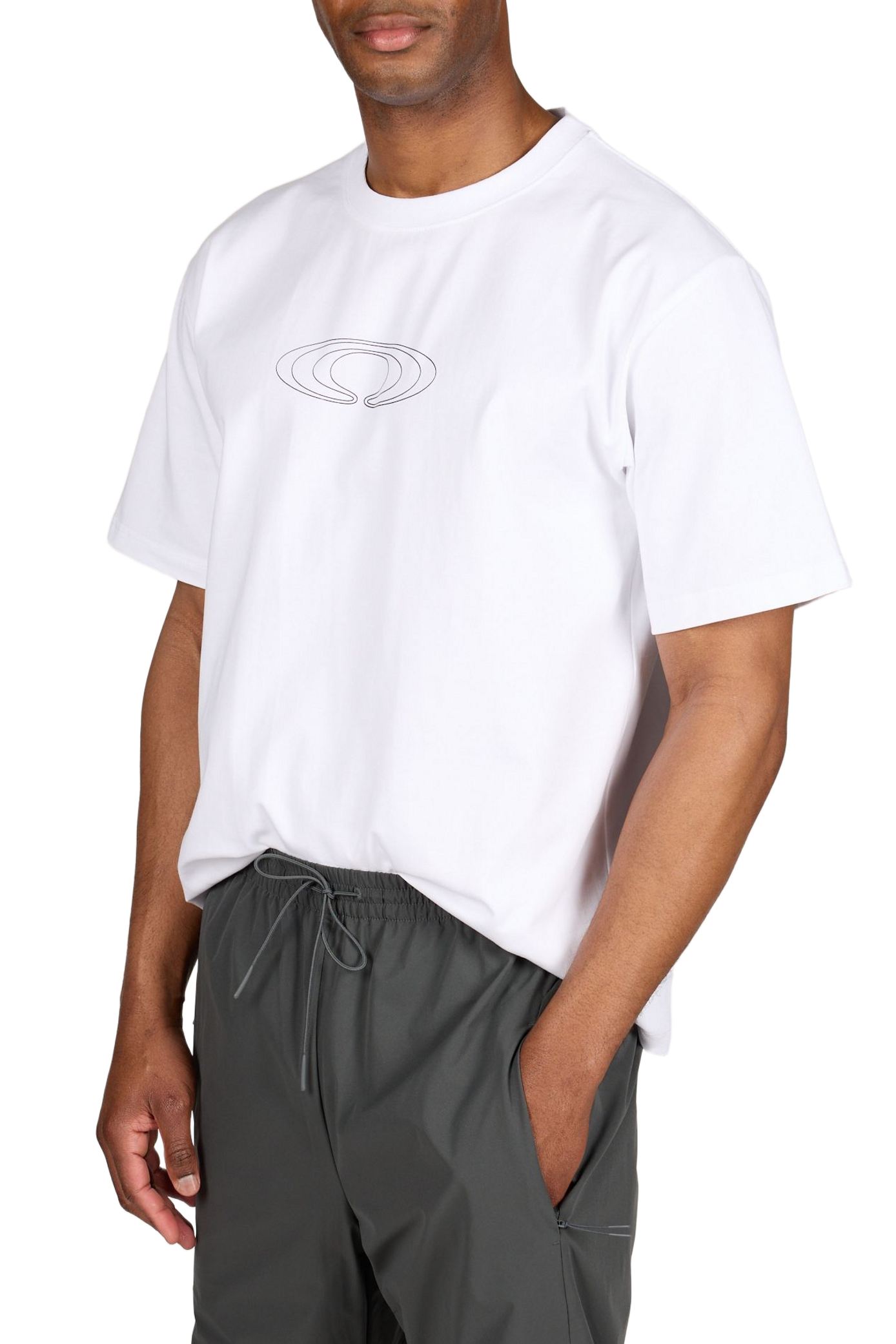 T-shirt col rond en coton RAINS Blanc