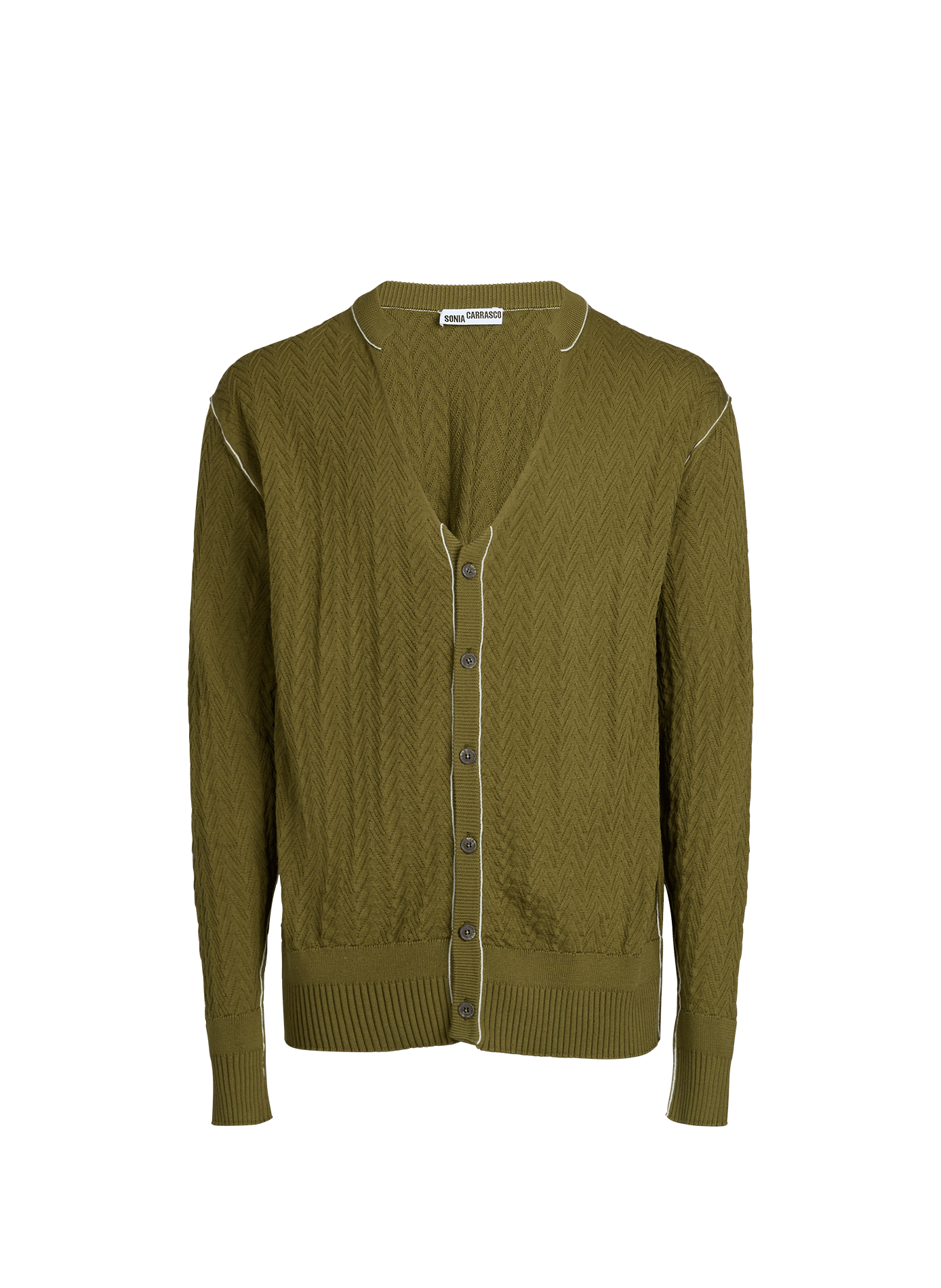 Wide cardigan in cotton and silk knit SONIA CARRASCO Khaki