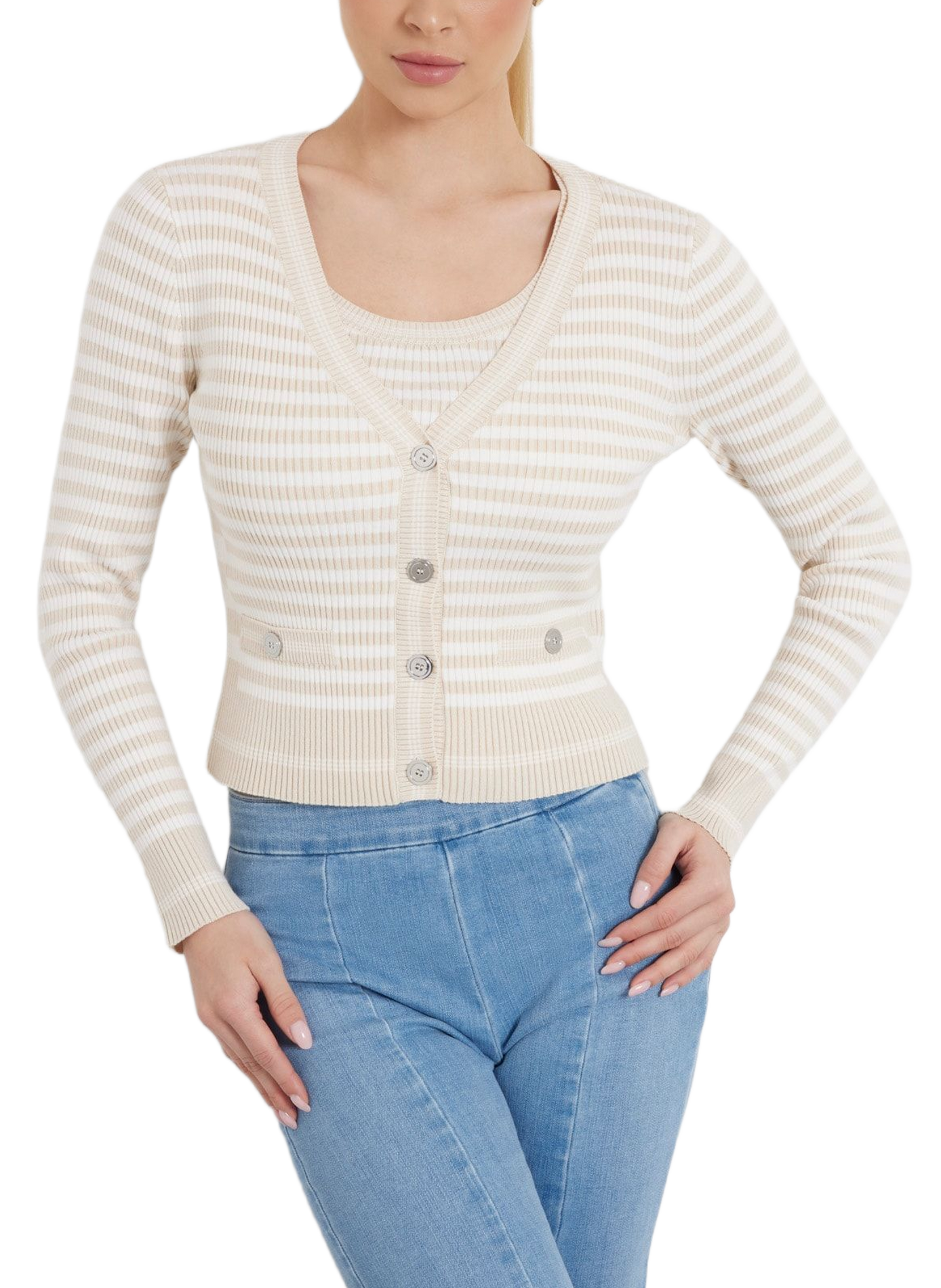 Striped Cardigan Mix GUESS Beige