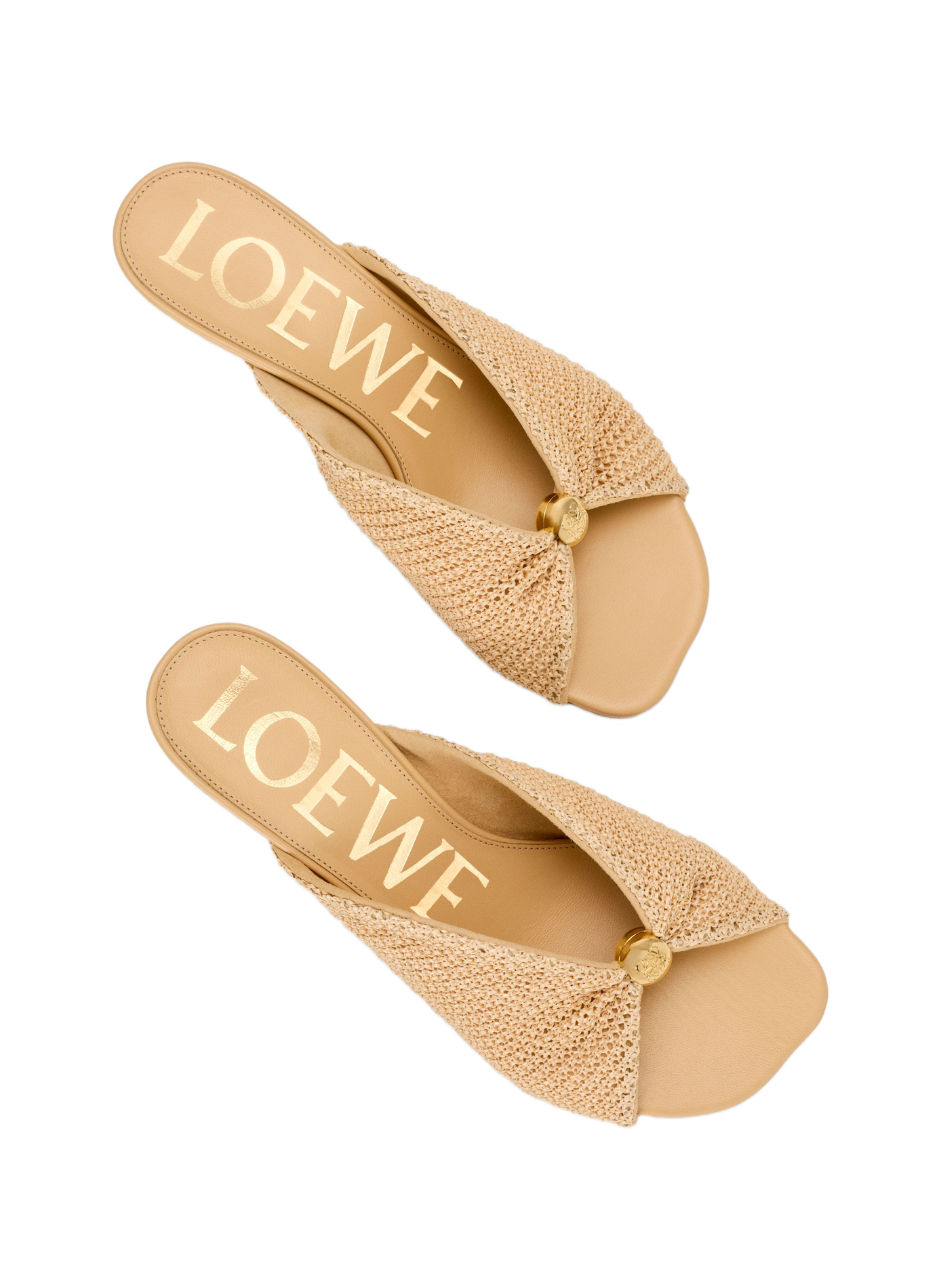 Pebble Soft Mules in raffia effect textile Beige