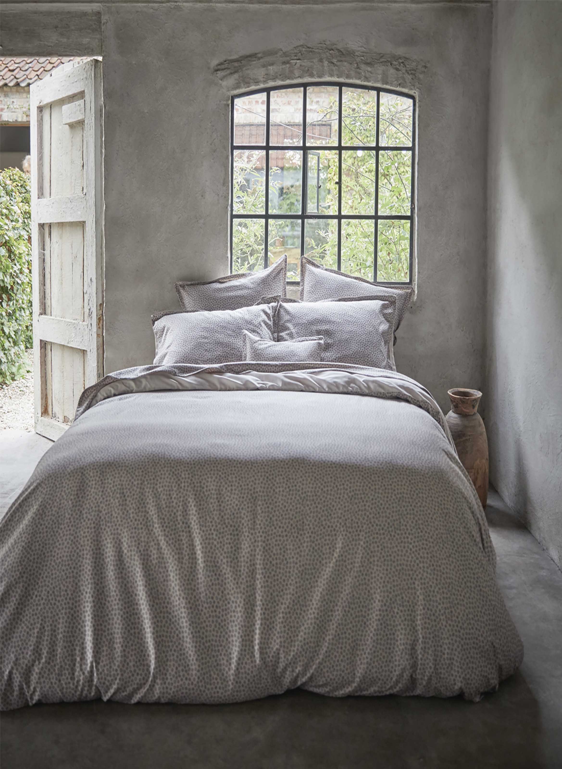 Drap plat imprimé en satin de coton bio, a la belle étoile ALEXANDRE TURPAULT Gris