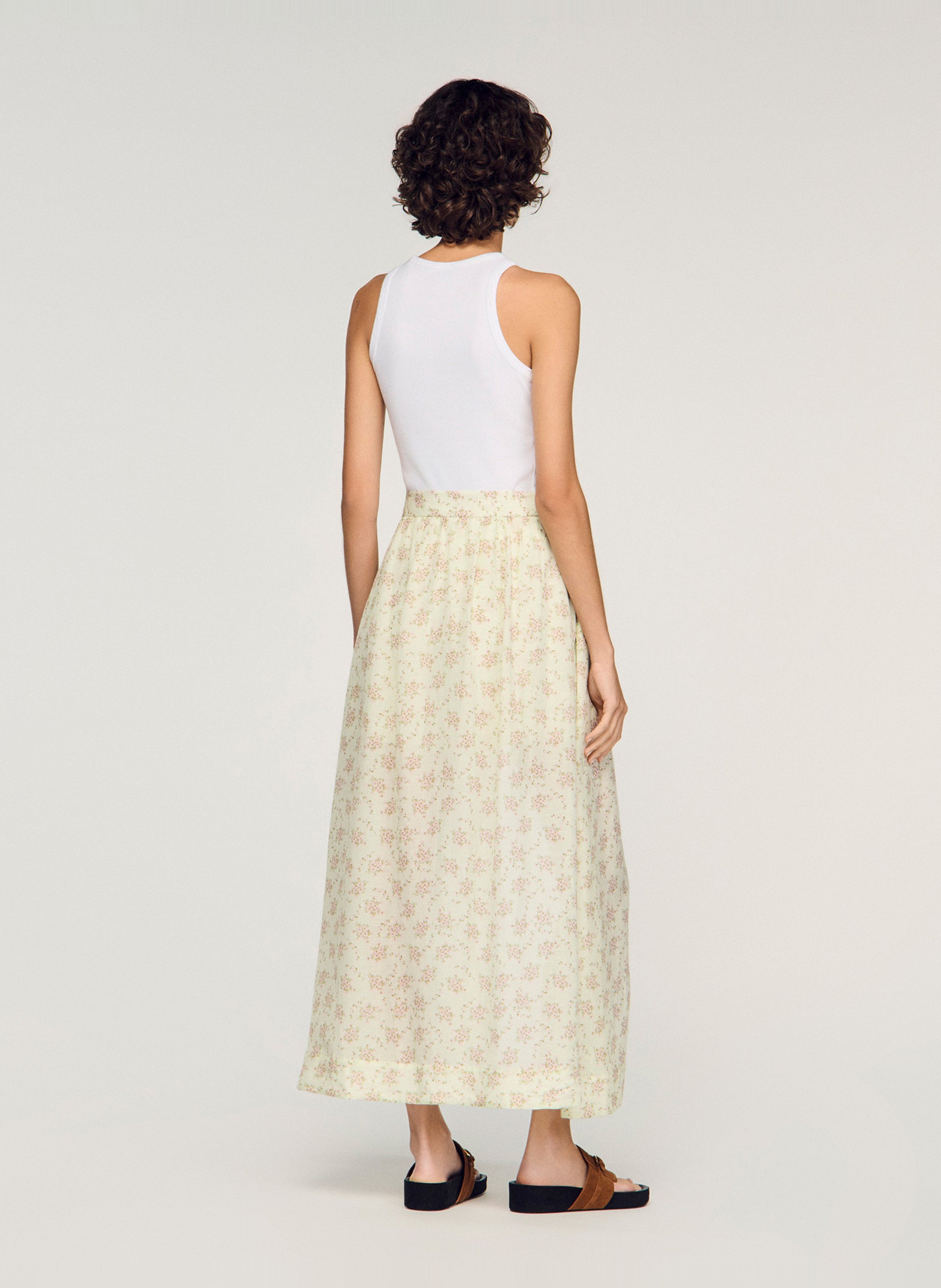 Jupe droite imprimée SANDRO Rose