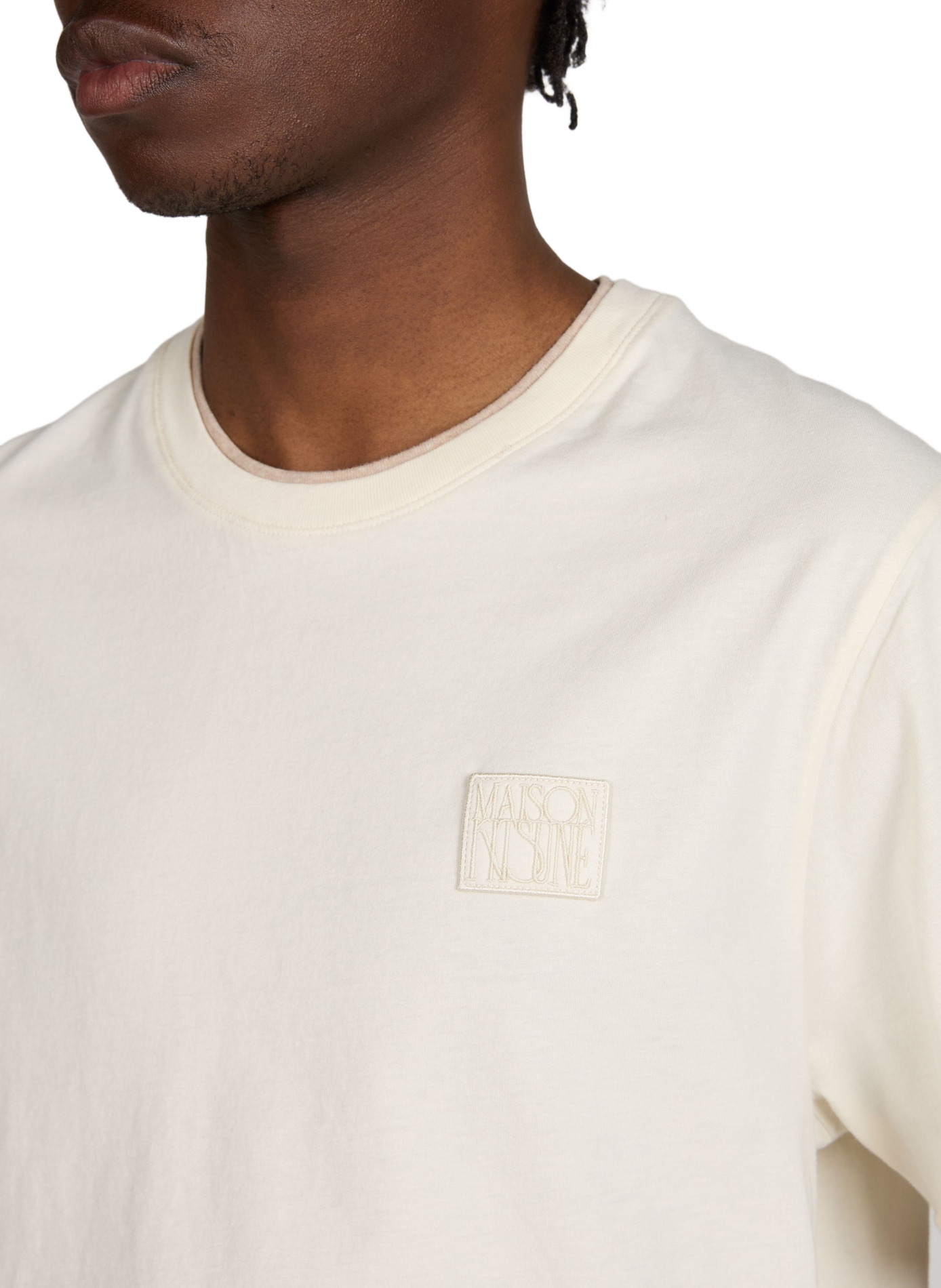 Straight T-shirt with embroidered logo in cotton MAISON KITSUNÉ Beige