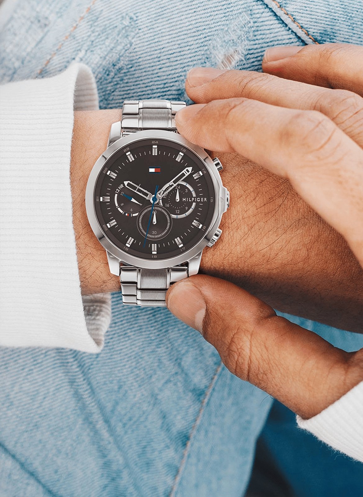Montre quartz Jameson en acier inoxydable TOMMY HILFIGER MONTRES Noir