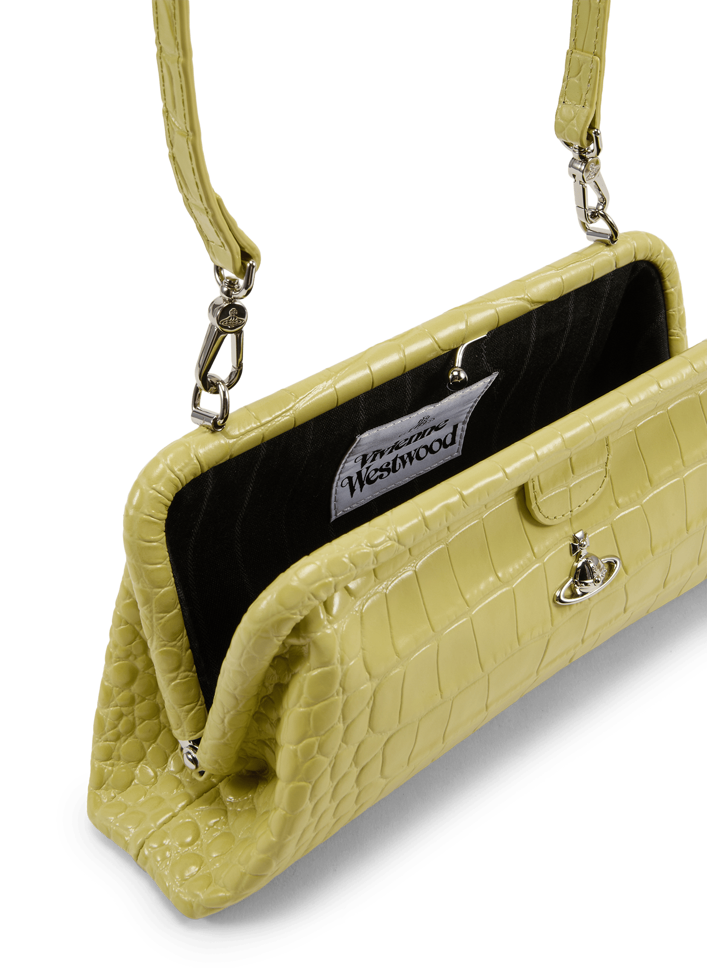 Crocodile skin leather shoulder bag VIVIENNE WESTWOOD Yellow