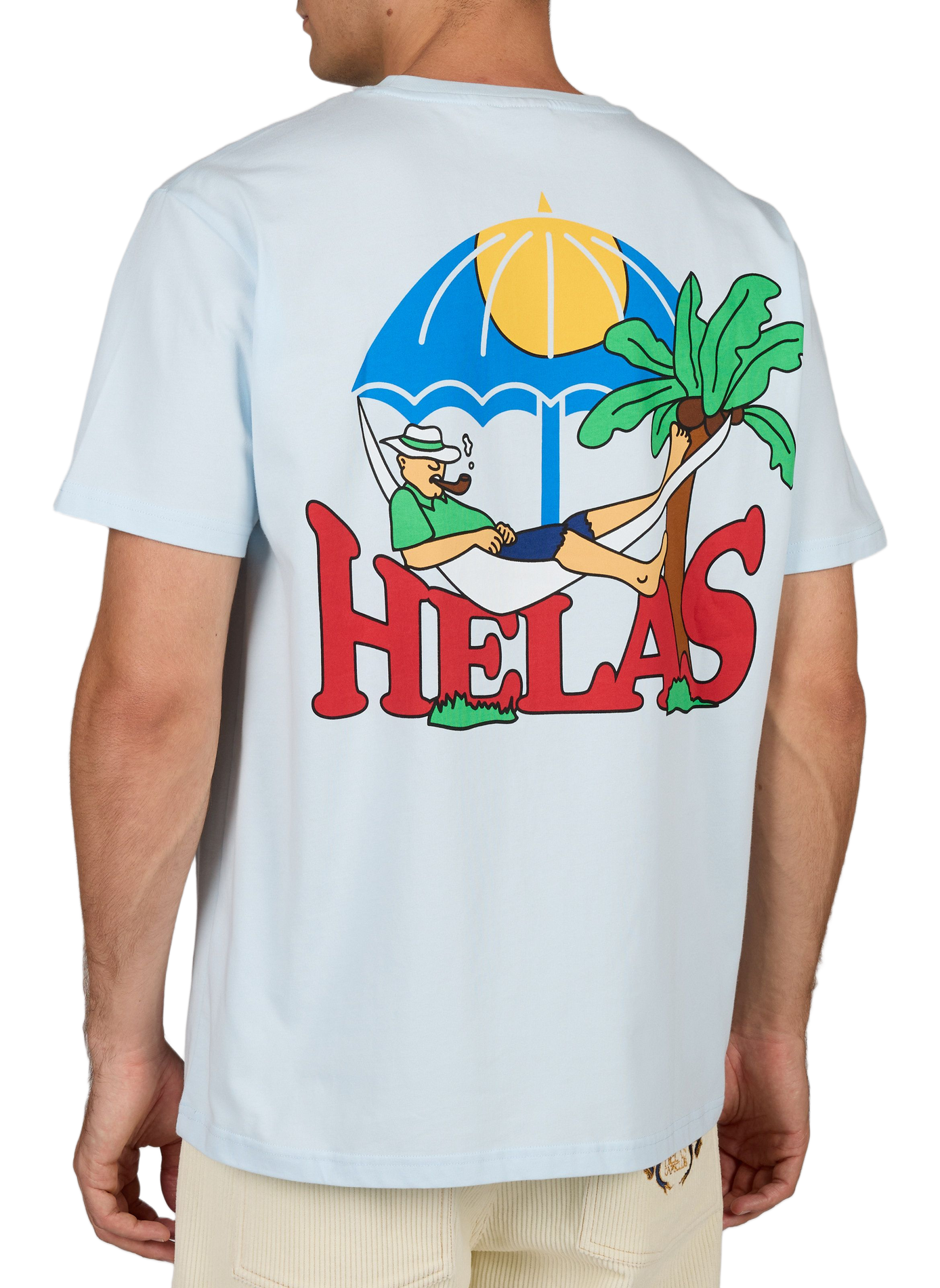 Round neck screen-printed t-shirt HELAS CAPS Blue