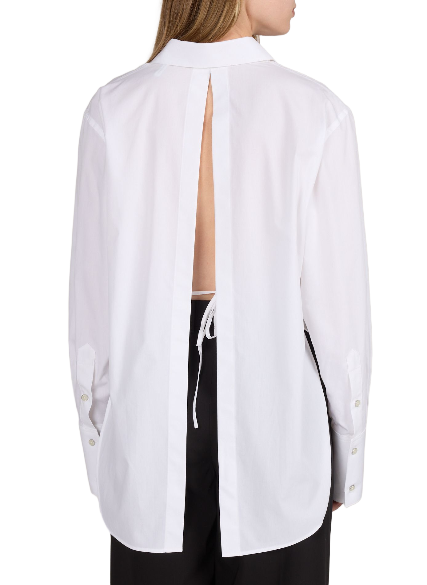 Camisa de manga larga con lazo en la espalda de algodón HELMUT LANG Blanco