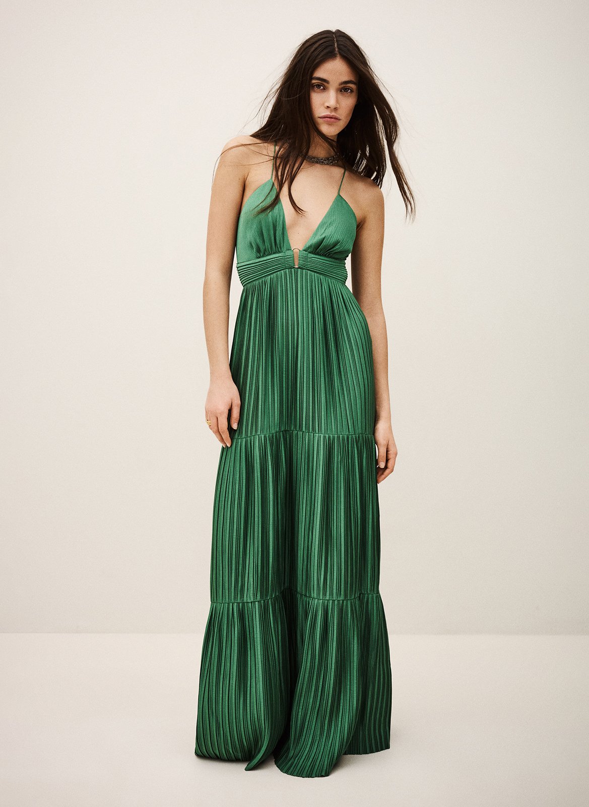 Robe longue plissée wasta BA&SH Vert