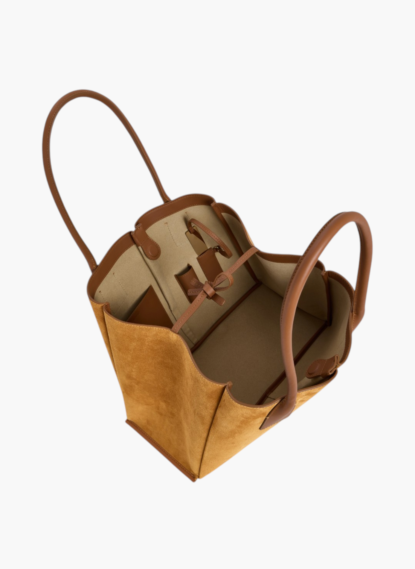 Grand sac cabas elena en refente de velours LE TANNEUR Marron