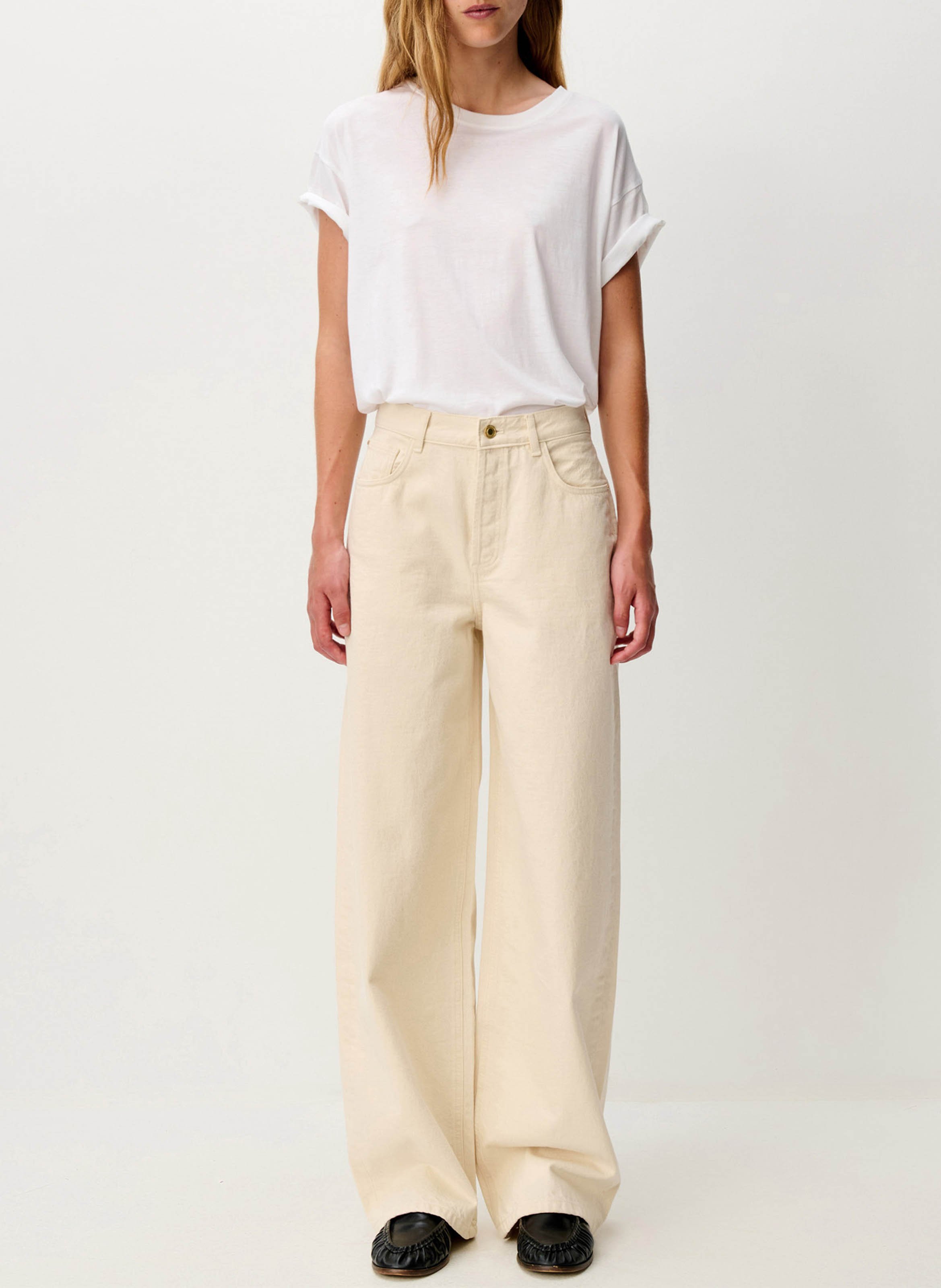 Jean droit taille haute uni bagur SESSUN Beige