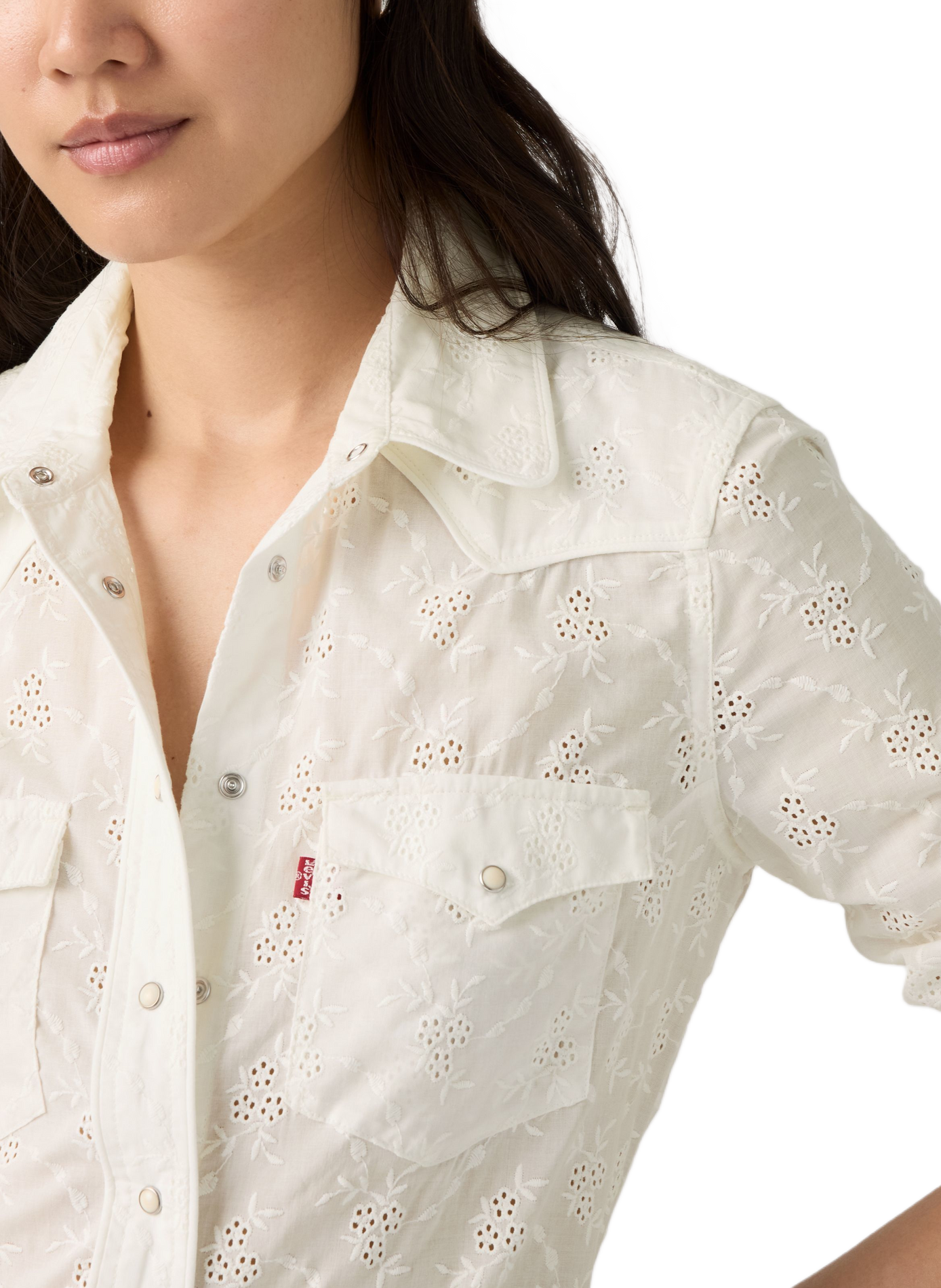 Rechte blouse met klassieke kraag en ajourdetails in katoen LEVI'S Wit