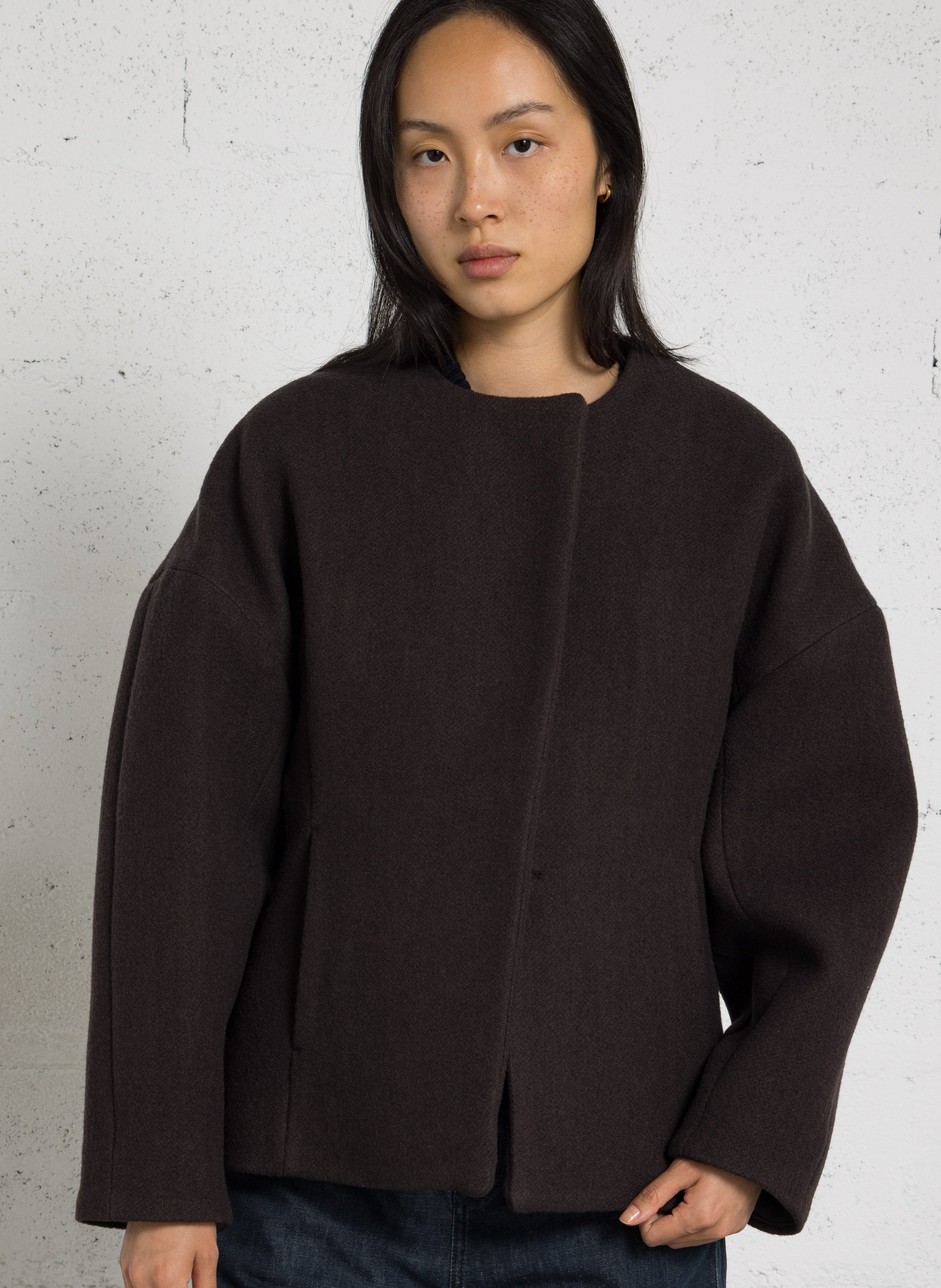 Veste cintrée col rond en laine et coton france SOEUR Vert