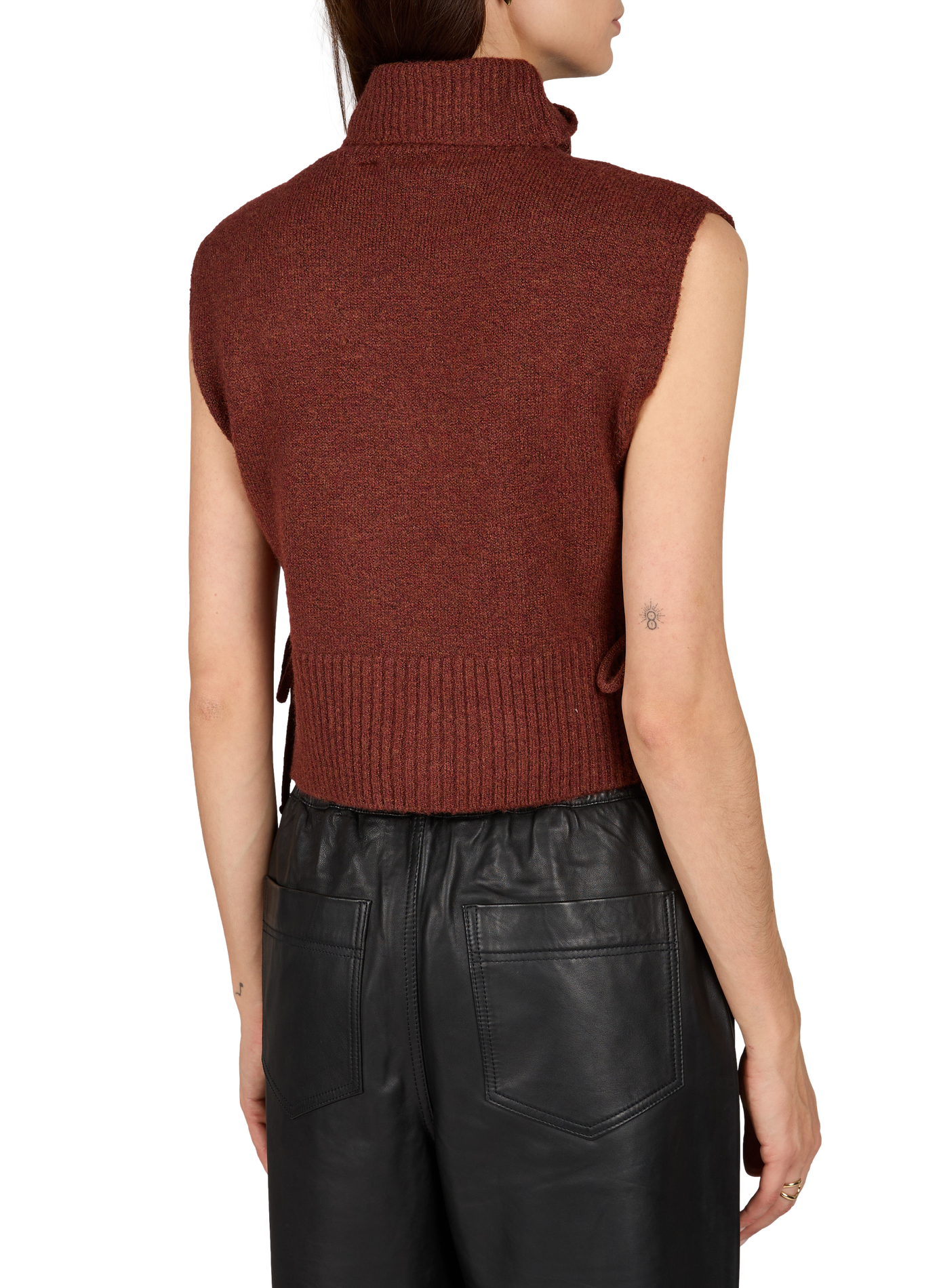 Sleeveless lace-up turtleneck sweater VILA Beige