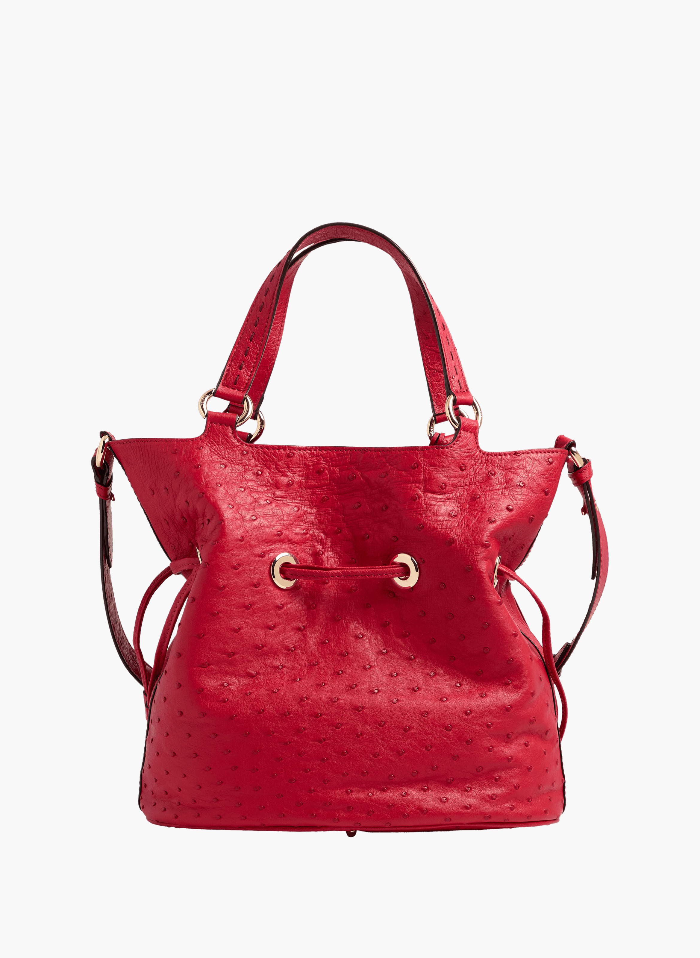 Sac seau premier flirt de lancel en animation 150y autruche : autruche & cuir de vachette lisse LANCEL Rouge
