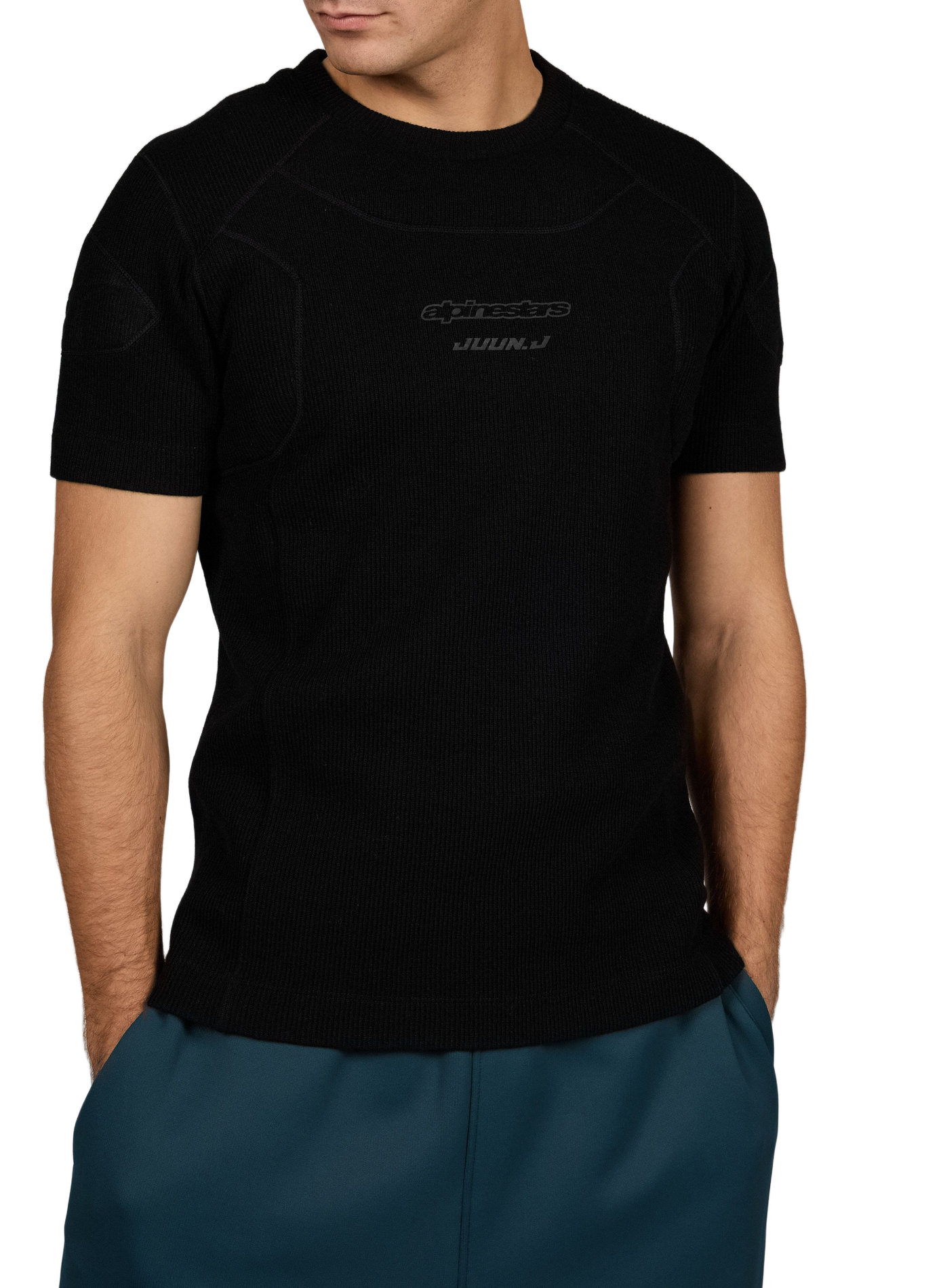 Relaxed-fit ribbed crew-neck T-shirt JUUN.J Black
