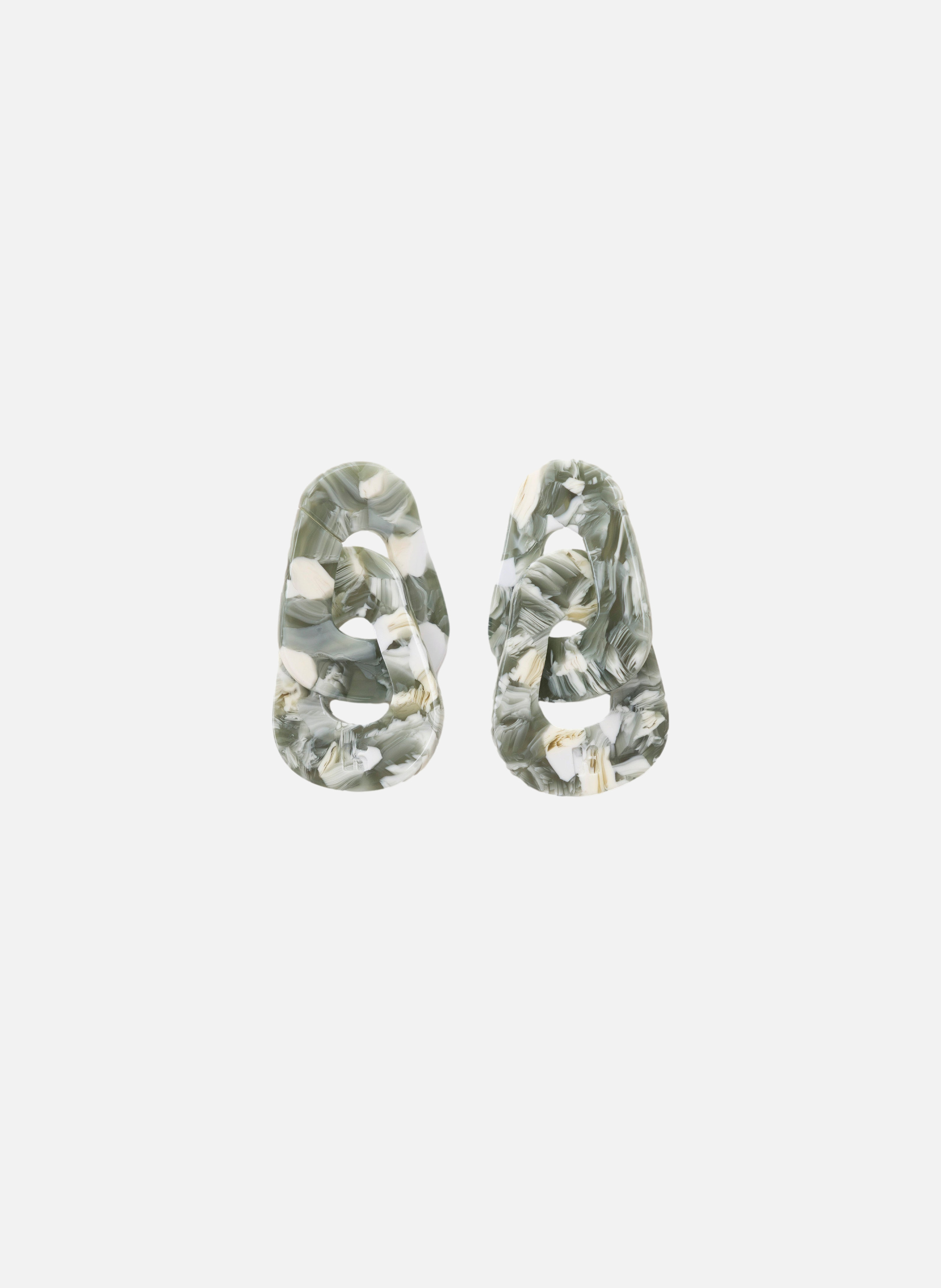 Boucles d'oreilles maillons en acétate de cellulose  Marbre