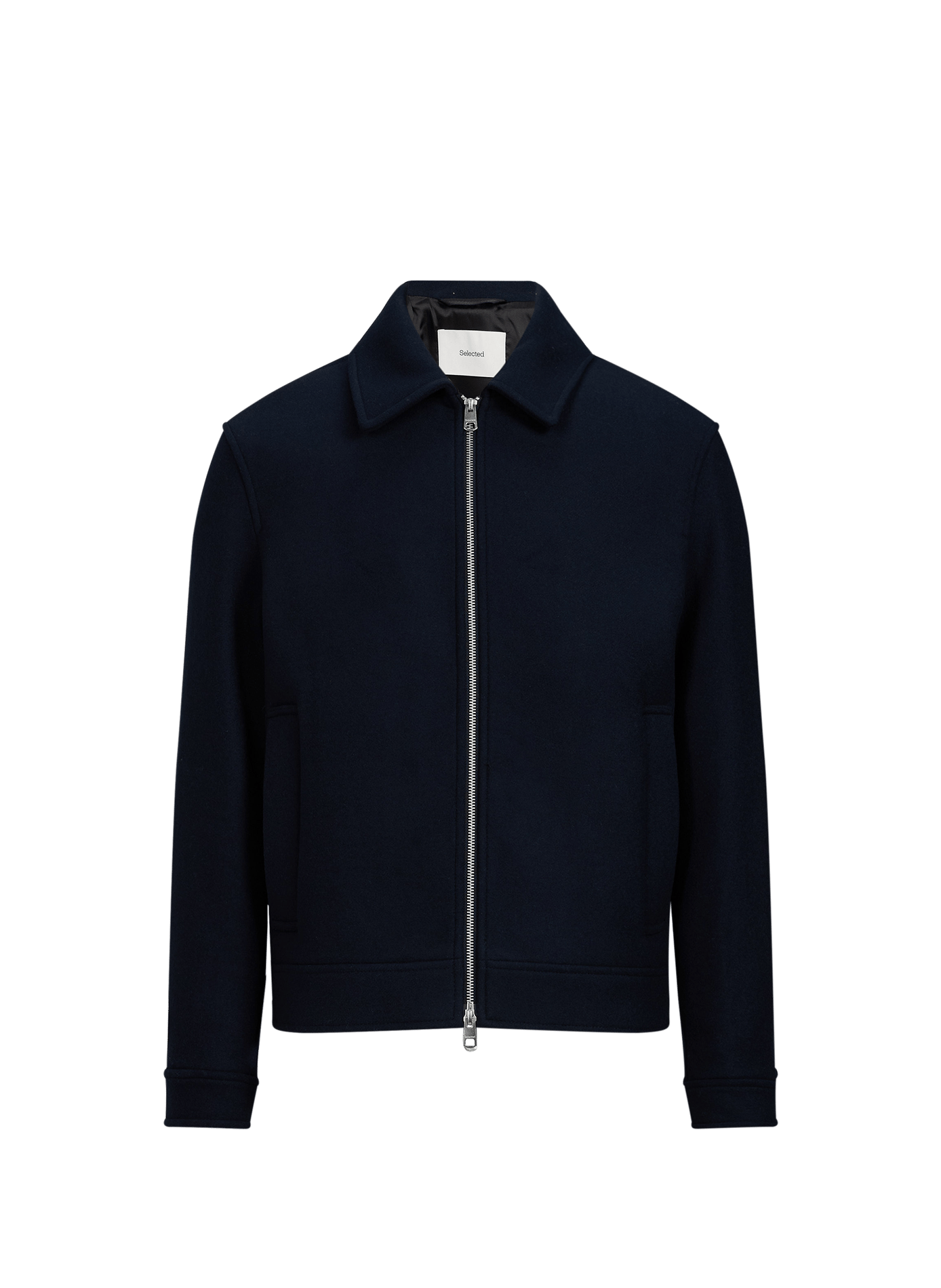 Straight zip-up wool blend jacket SELECTED Blue