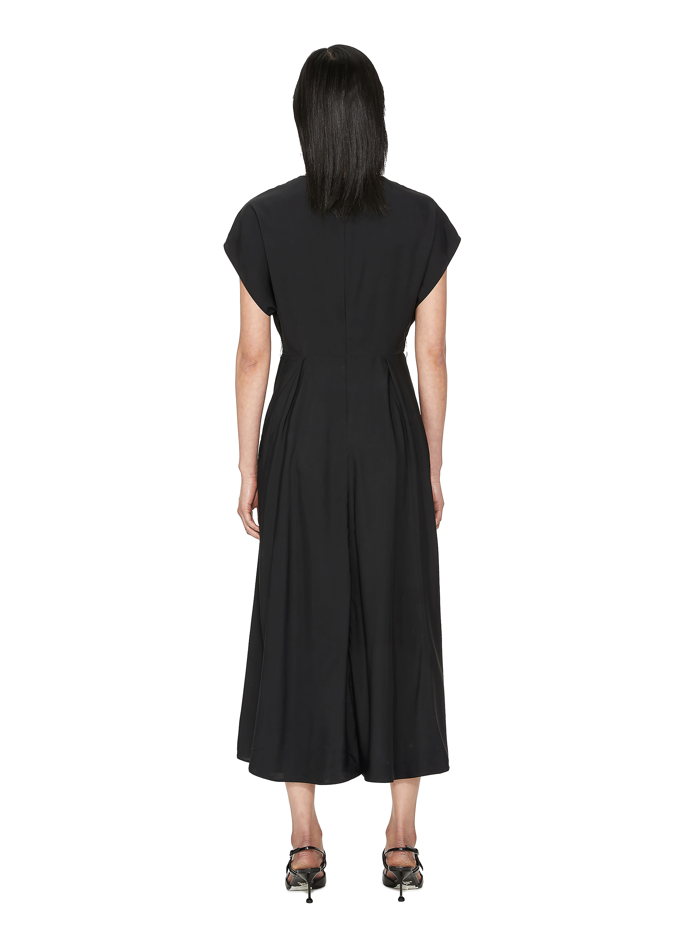 Viscose belted Midi dress PRADA Black