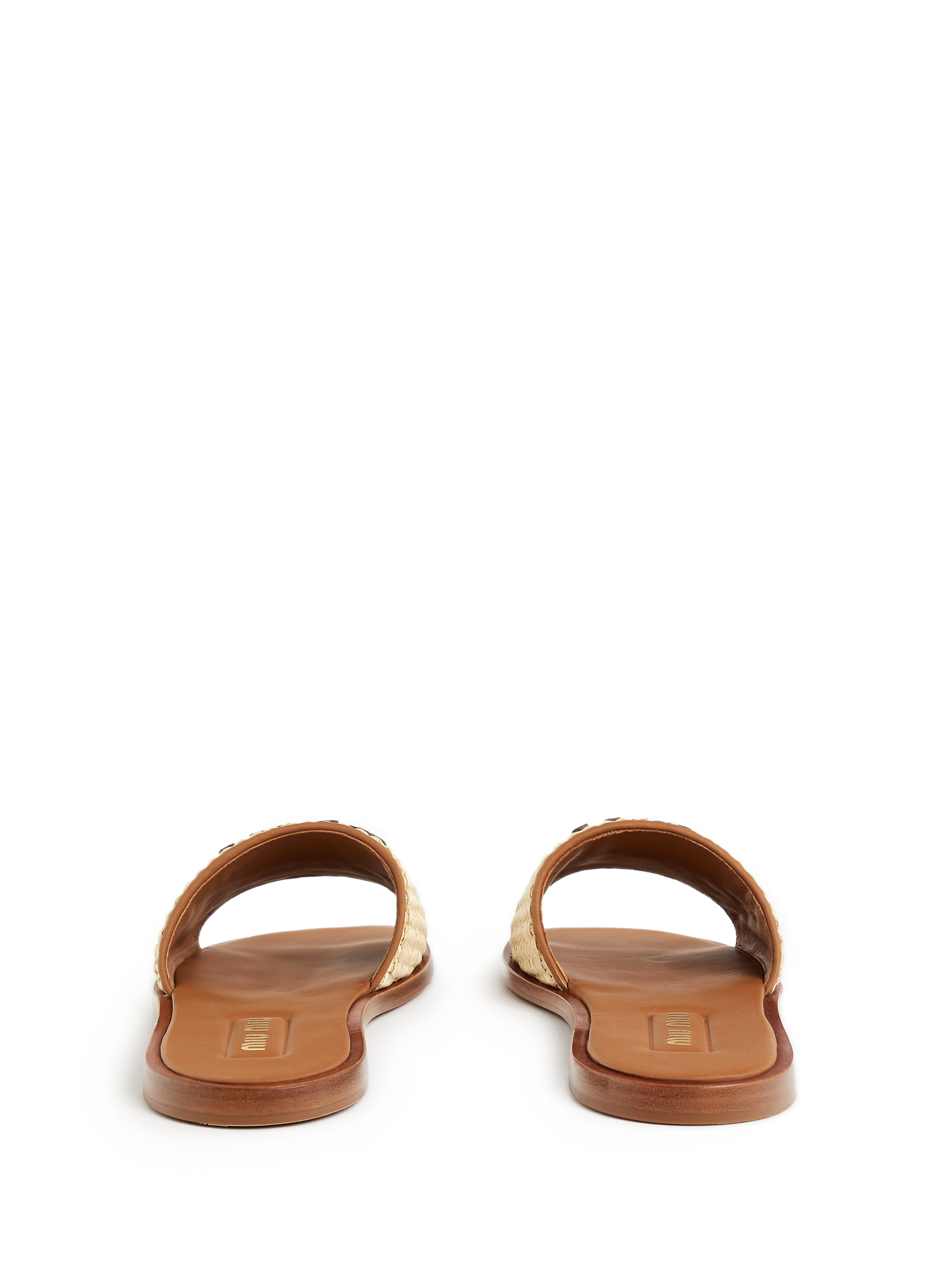 Mules en tissu effet raphia MIU MIU Beige